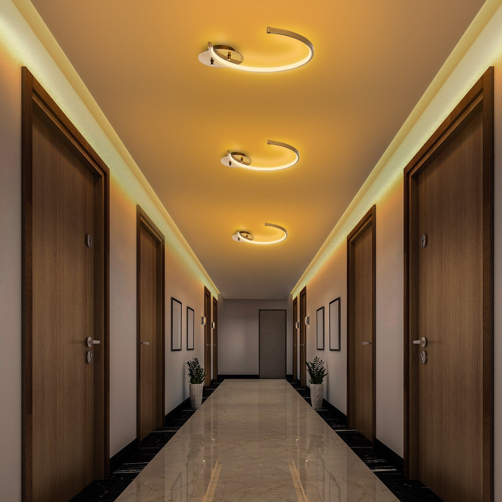 Candeeiro de Teto Dourado Elegante, Corpo em Metal, 46 x 6 x 33 cm | LED 12W 3000K | Iluminação Elegante para Decoração Moderna de Casa e Salas de Jantar, Classificação IP20