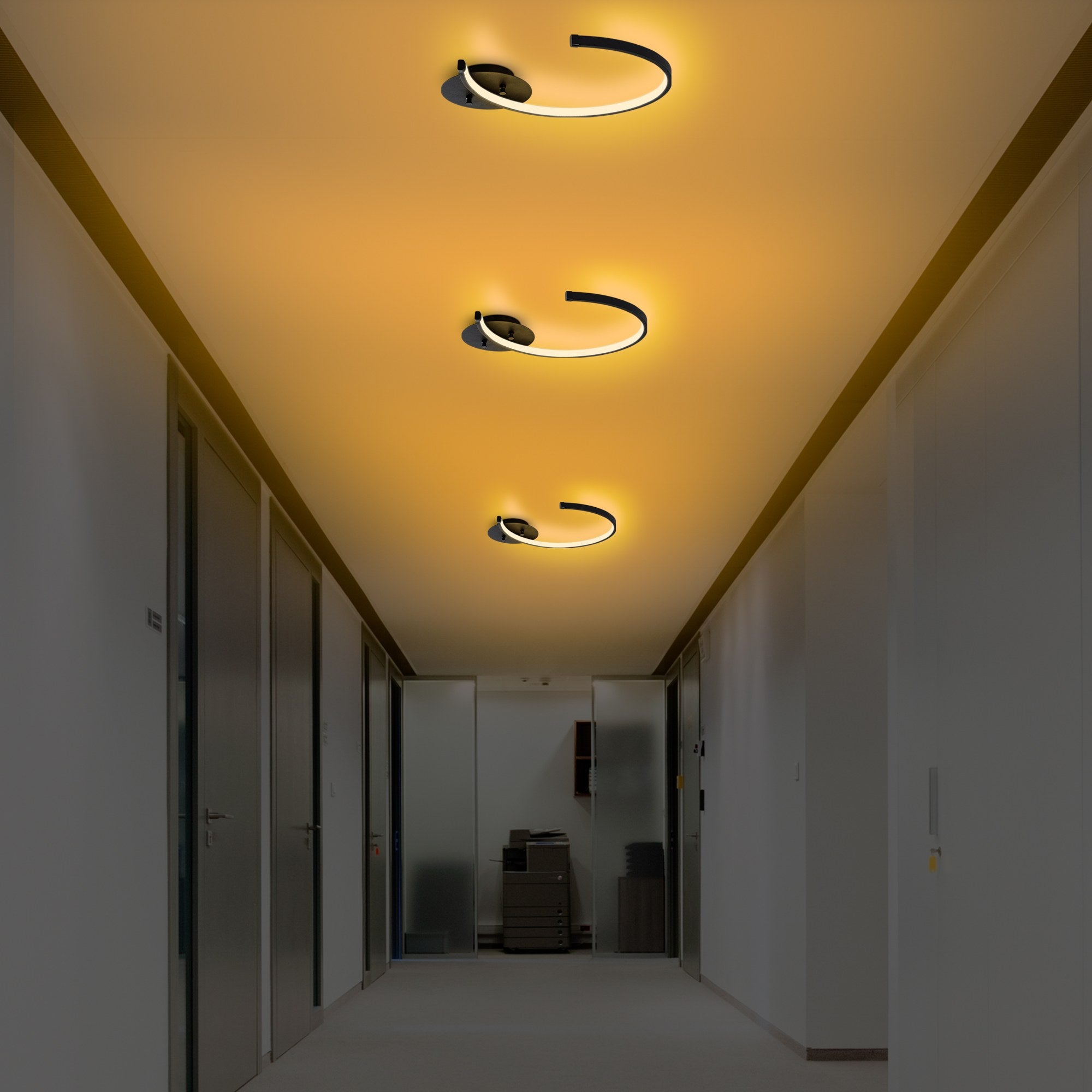 Candeeiro de Teto Preto Elegante, Corpo em Metal, 46 x 33 x 6 cm | LED Integral 12W 3000K | Iluminação Elegante para Decoração Moderna de Casa e Escritório