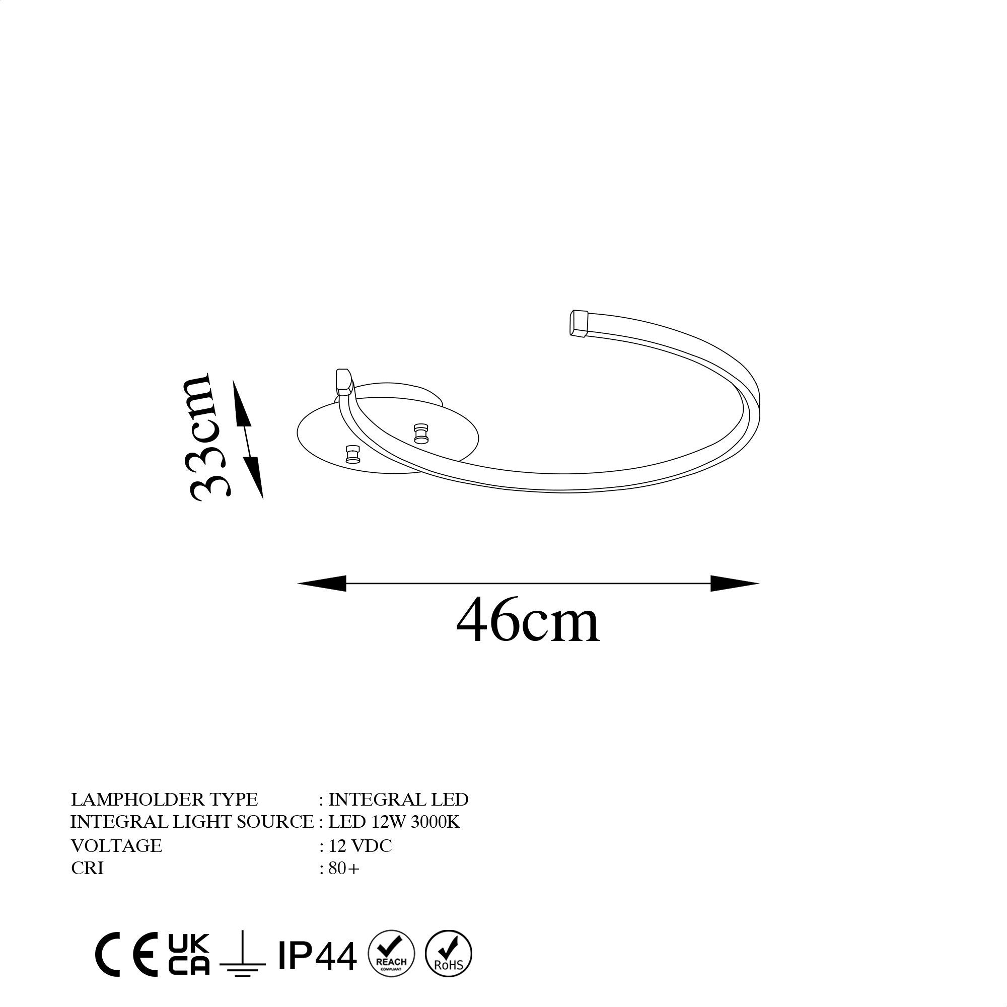 Candeeiro de Teto Preto Elegante, Corpo em Metal, 46 x 33 x 6 cm | LED Integral 12W 3000K | Iluminação Elegante para Decoração Moderna de Casa e Escritório
