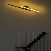 Candeeiro de Teto Preto Elegante, Corpo em Metal, 86 x 5 x 17 cm | LED Integral 16W 3000K | Iluminação Elegante para Decoração Moderna de Casa e Escritório