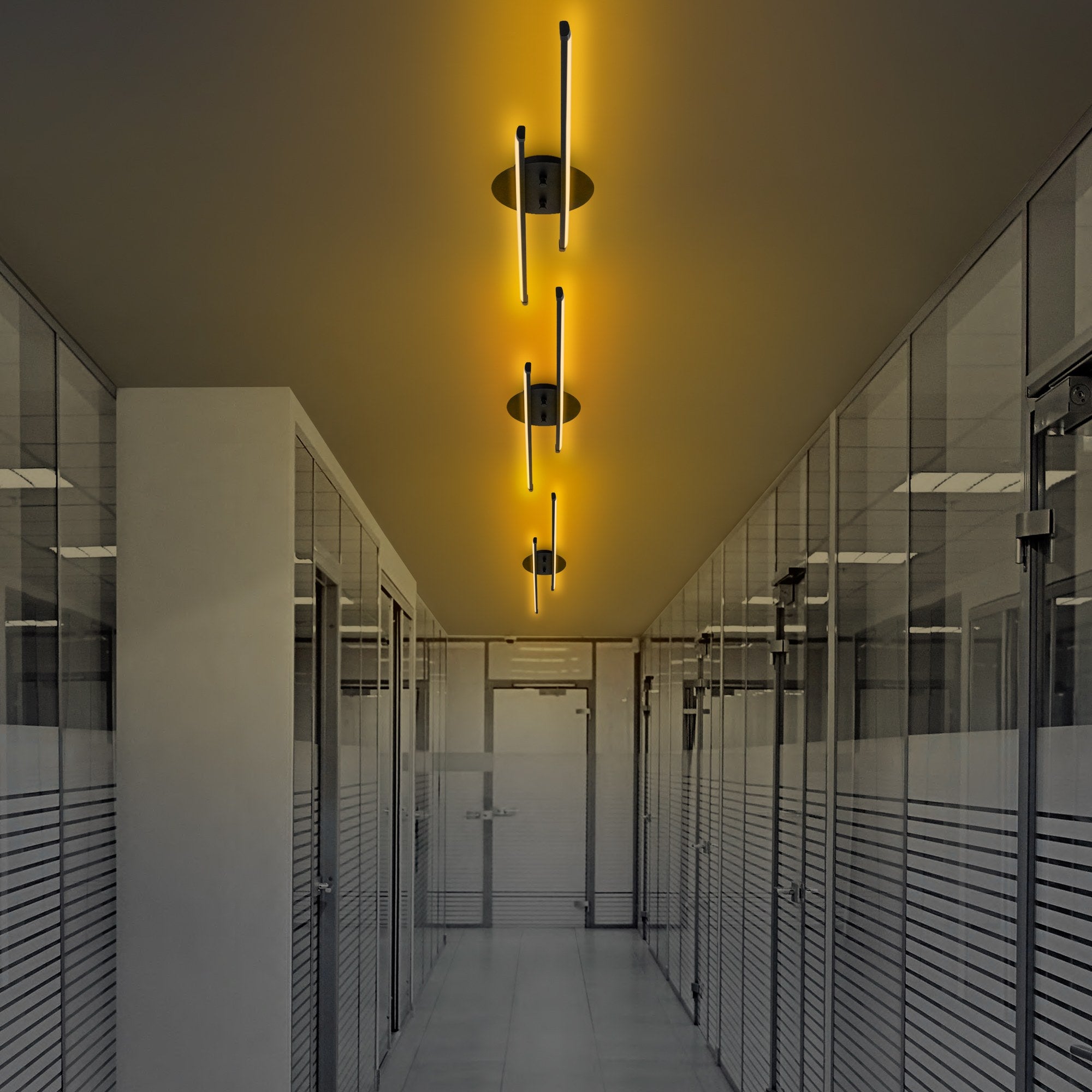 Candeeiro de Teto Preto Elegante, Corpo em Metal, 86 x 5 x 17 cm | LED Integral 16W 3000K | Iluminação Elegante para Decoração Moderna de Casa e Escritório