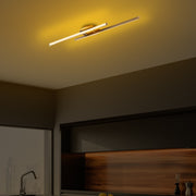 Candeeiro de Teto Dourado Elegante, Corpo em Metal, 86 x 5 x 17 cm | LED Integral 16W 3000K | Iluminação Elegante para Decoração e Ambiente Modernos