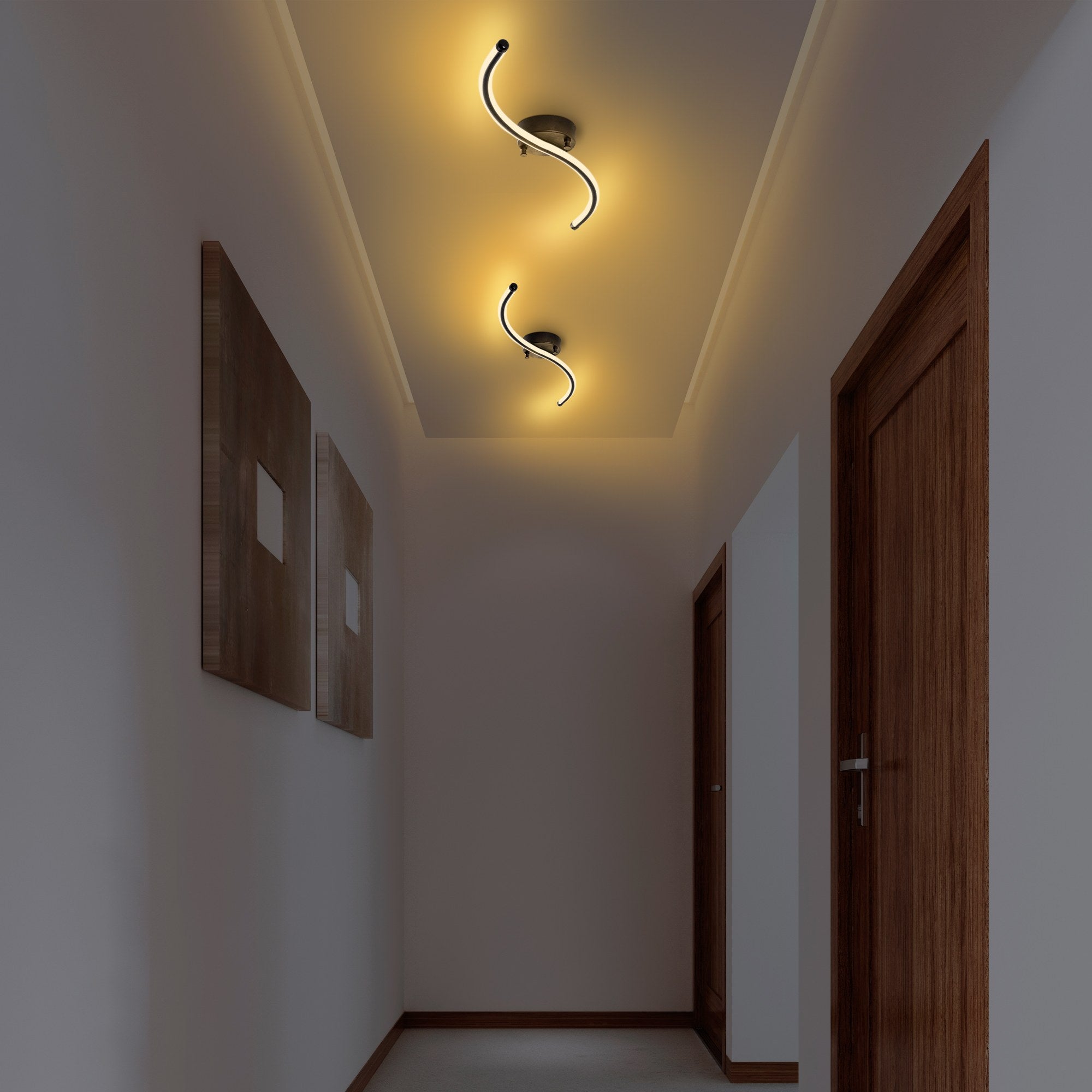 Candeeiro de Teto Preto Elegante, Corpo em Metal, 67 cm de Largura, 5 cm de Altura | LED Integral 16W 3000K | Iluminação Elegante para Decoração Moderna