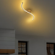 Candeeiro de Teto Dourado Elegante, Corpo em Metal, 67 cm de Largura, 5 cm de Altura, 10 cm de Profundidade | LED Integral 16W 3000K | Iluminação Elegante para Espaços Modernos