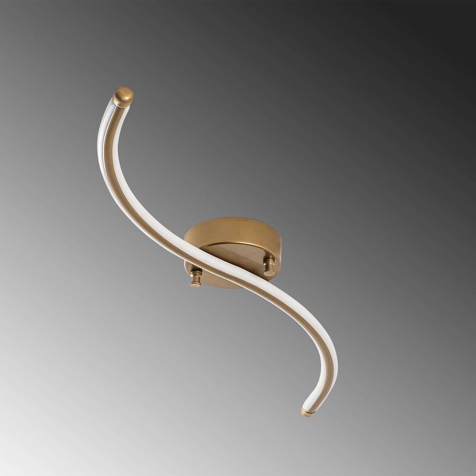 Candeeiro de Teto Dourado Elegante, Corpo em Metal, 67 cm de Largura, 5 cm de Altura, 10 cm de Profundidade | LED Integral 16W 3000K | Iluminação Elegante para Espaços Modernos