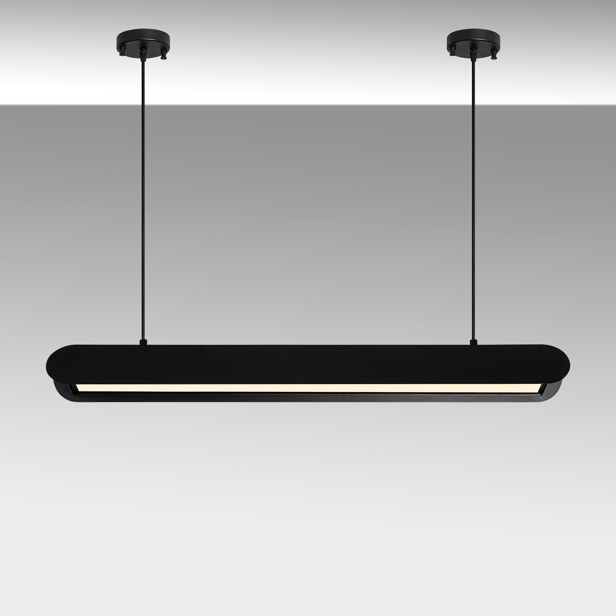 Candeeiro de Teto Preto Elegante, Corpo em Metal, 109 cm de Largura, Altura Ajustável (25-130 cm) | LED SMD 30 W, IP20, Interruptor Liga/Desliga | Perfeito para Espaços Modernos