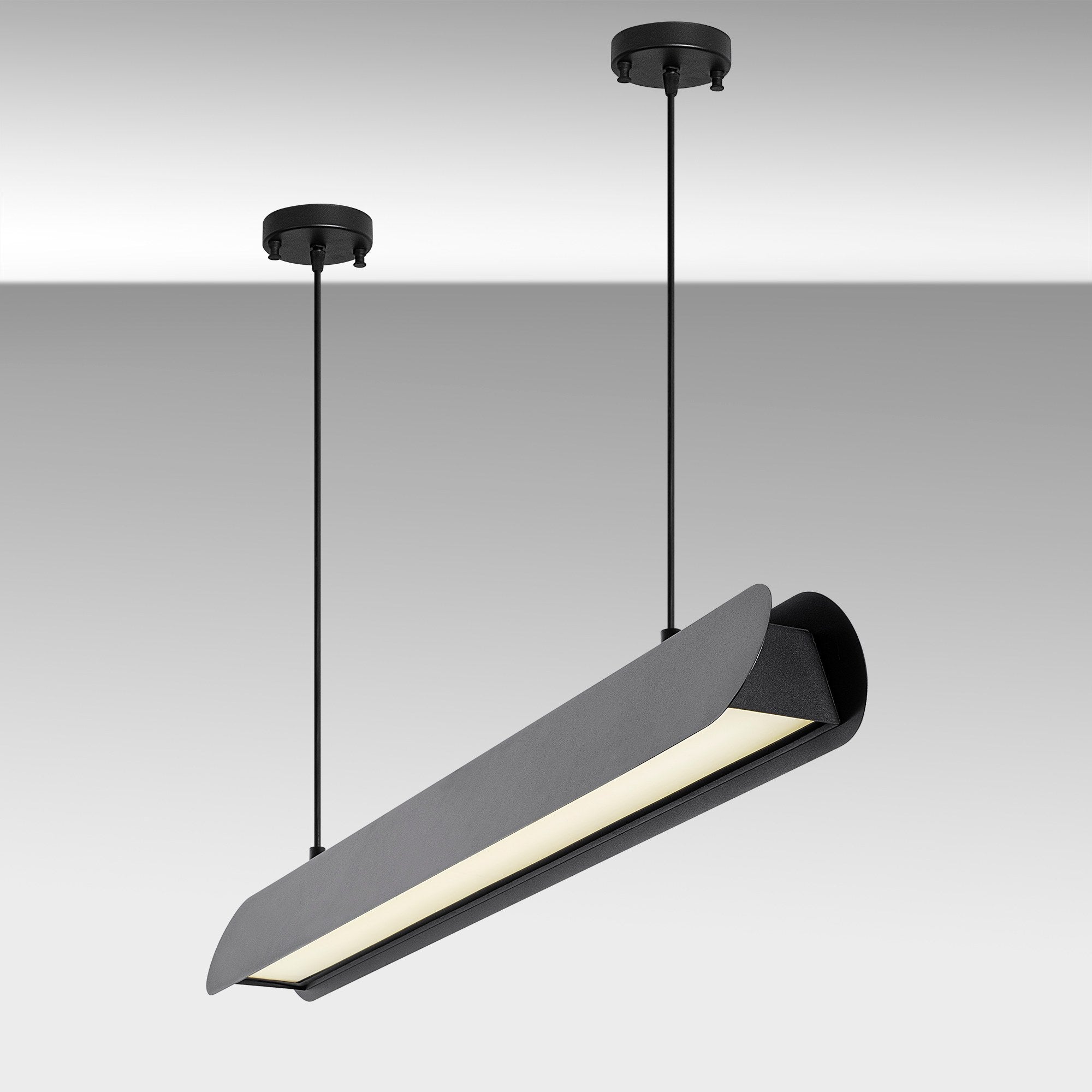 Candeeiro de Teto Preto Elegante, Corpo em Metal, 109 cm de Largura, Altura Ajustável (25-130 cm) | LED SMD 30 W, IP20, Interruptor Liga/Desliga | Perfeito para Espaços Modernos