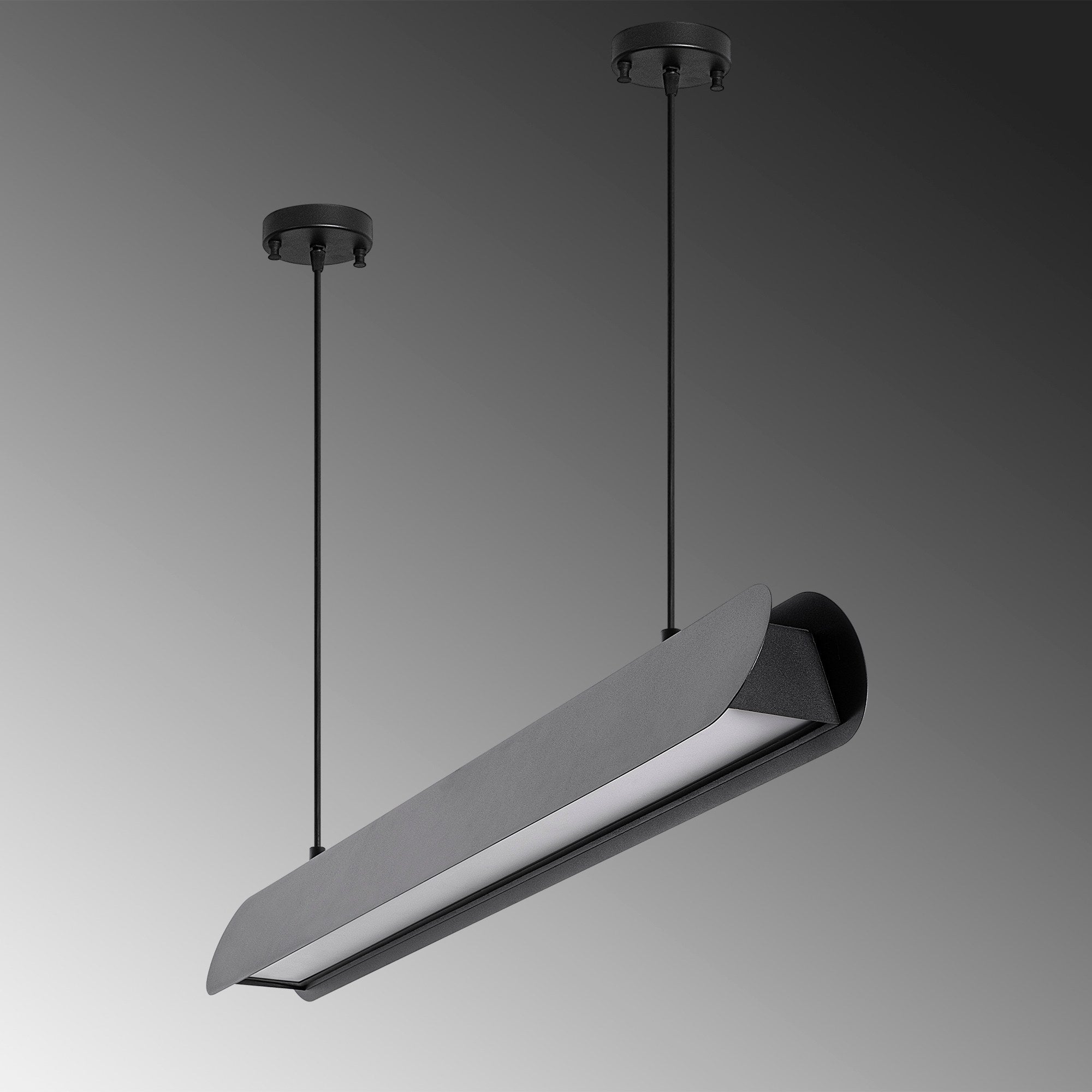 Candeeiro de Teto Preto Elegante, Corpo em Metal, 109 cm de Largura, Altura Ajustável (25-130 cm) | LED SMD 30 W, IP20, Interruptor Liga/Desliga | Perfeito para Espaços Modernos