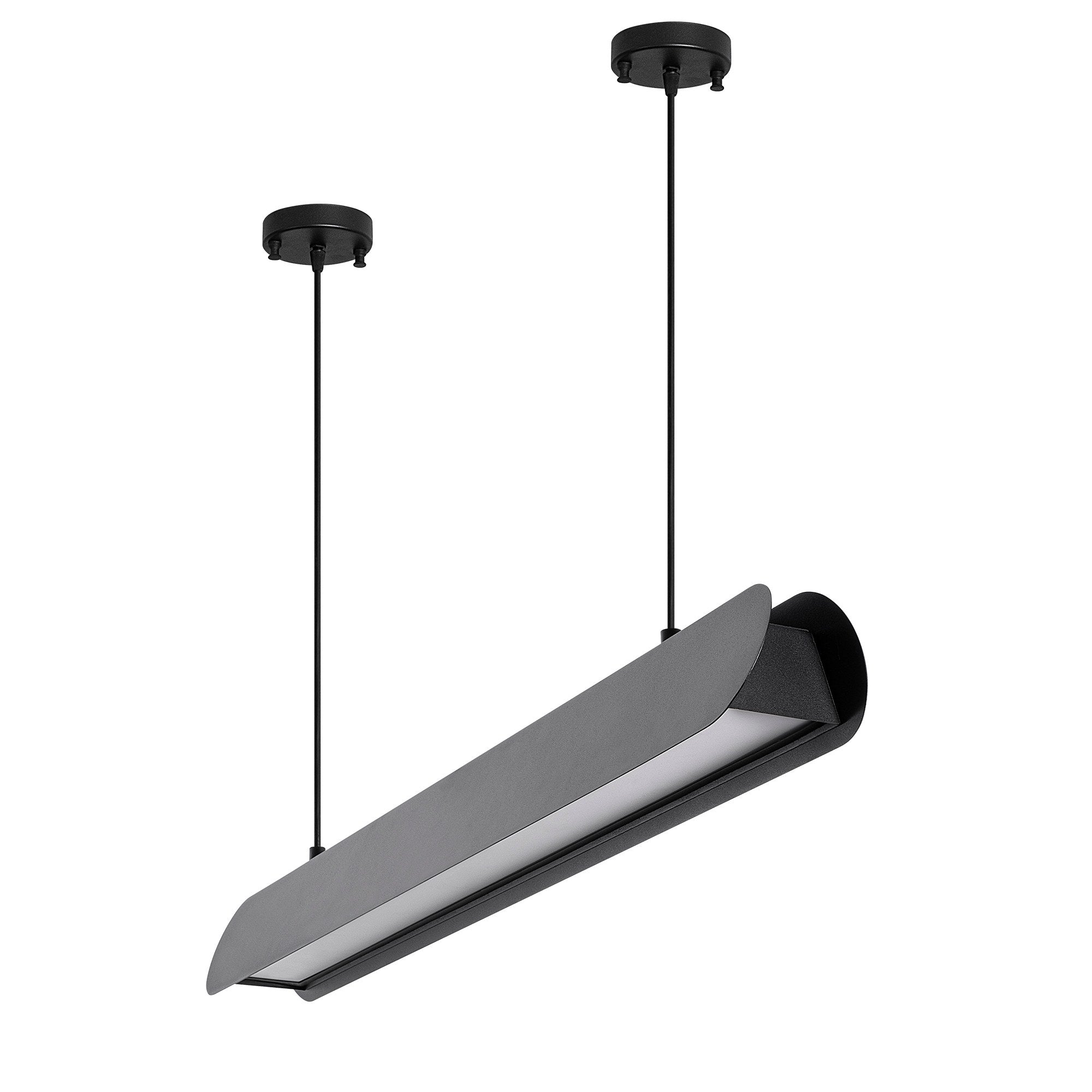 Candeeiro de Teto Preto Elegante, Corpo em Metal, 109 cm de Largura, Altura Ajustável (25-130 cm) | LED SMD 30 W, IP20, Interruptor Liga/Desliga | Perfeito para Espaços Modernos