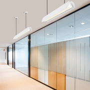 Candeeiro de Teto Branco Elegante, Corpo em Metal, 109 cm de Largura, Altura Ajustável (25-130 cm), LED 30 W, IP20, Interruptor Liga/Desliga | Perfeito para Espaços Modernos