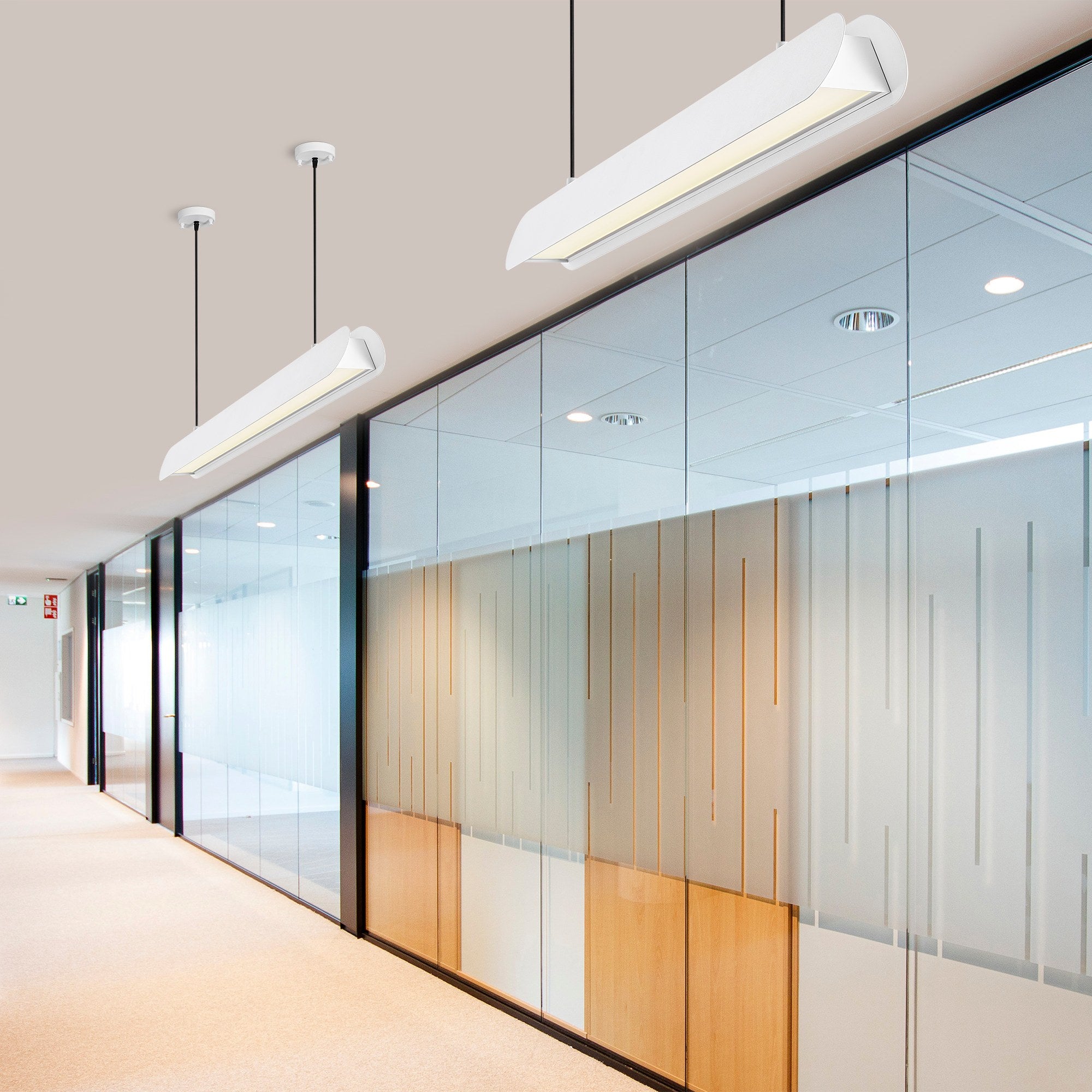 Candeeiro de Teto Branco Elegante, Corpo em Metal, 109 cm de Largura, Altura Ajustável (25-130 cm), LED 30 W, IP20, Interruptor Liga/Desliga | Perfeito para Espaços Modernos