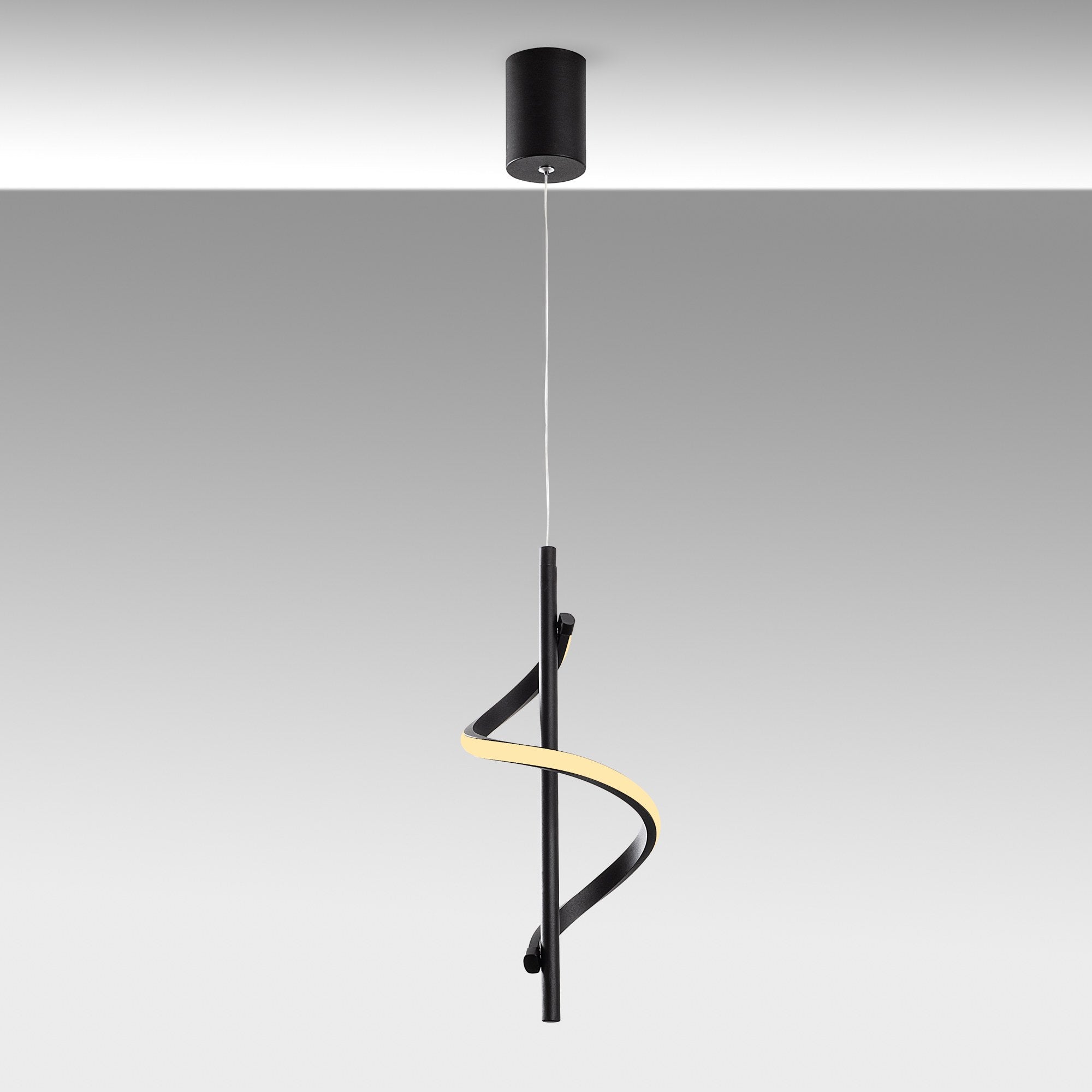 Candeeiro de Teto Preto Elegante, Corpo em Metal, 16 cm de Largura, Altura Ajustável 50-100 cm | LED SMD 11W 3000K | Iluminação Elegante para Espaços Modernos