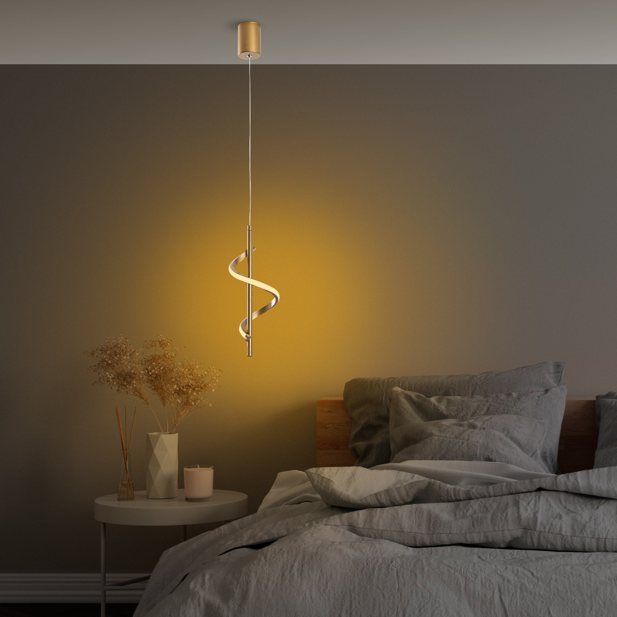 Candeeiro de Teto elegante de ouro, corpo de metal, 16 cm de largura, altura ajustável de 50 a 100 cm, LED 11 W 3000 K, iluminação elegante para decoração moderna de casa e salas de jantar