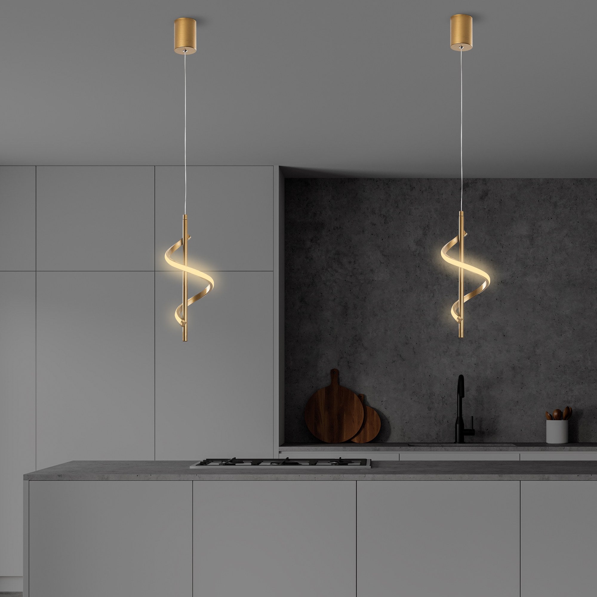 Candeeiro de Teto elegante de ouro, corpo de metal, 16 cm de largura, altura ajustável de 50 a 100 cm, LED 11 W 3000 K, iluminação elegante para decoração moderna de casa e salas de jantar