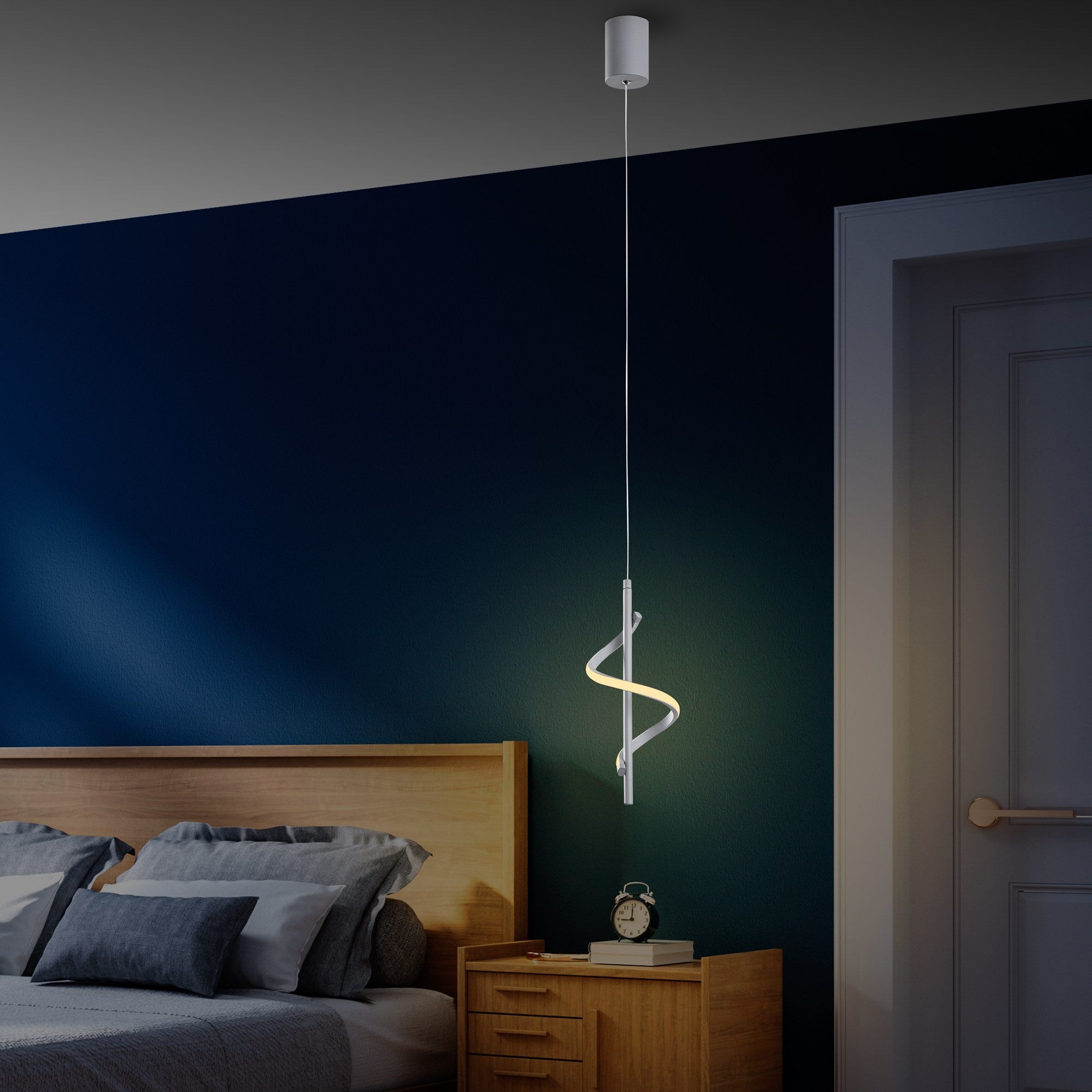 Candeeiro de Teto Cinza Elegante, Corpo de Metal, 16 cm de Largura, 50-100 cm de Altura | LED SMD 11W 3000K | Iluminação Elegante para Espaços Modernos, Classificação IP20