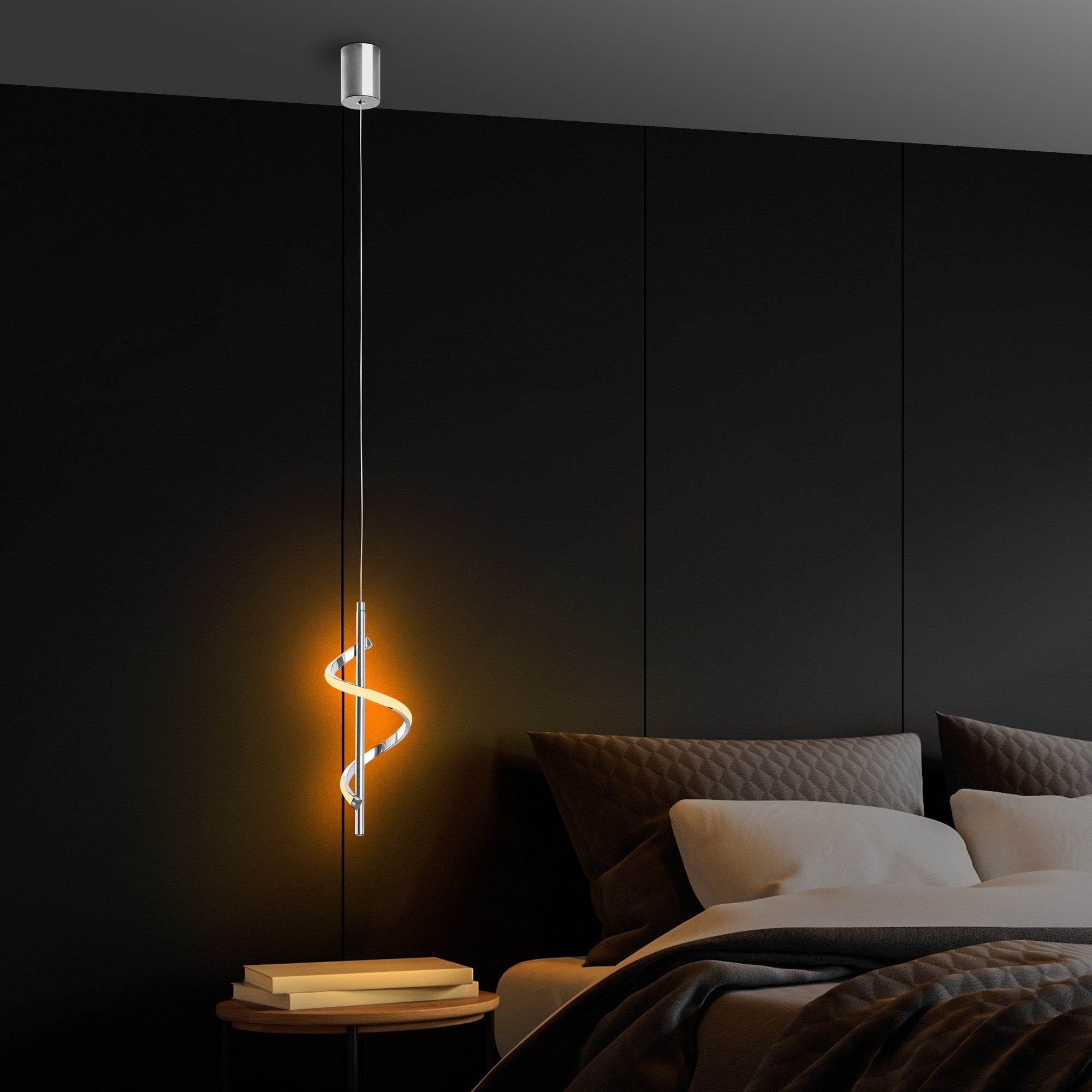 Candeeiro de Teto Cromado Elegante, Corpo em Metal, 16 cm de Largura, Altura Ajustável de 50 a 100 cm | LED SMD 11W 3000K | Iluminação Elegante para Espaços Modernos