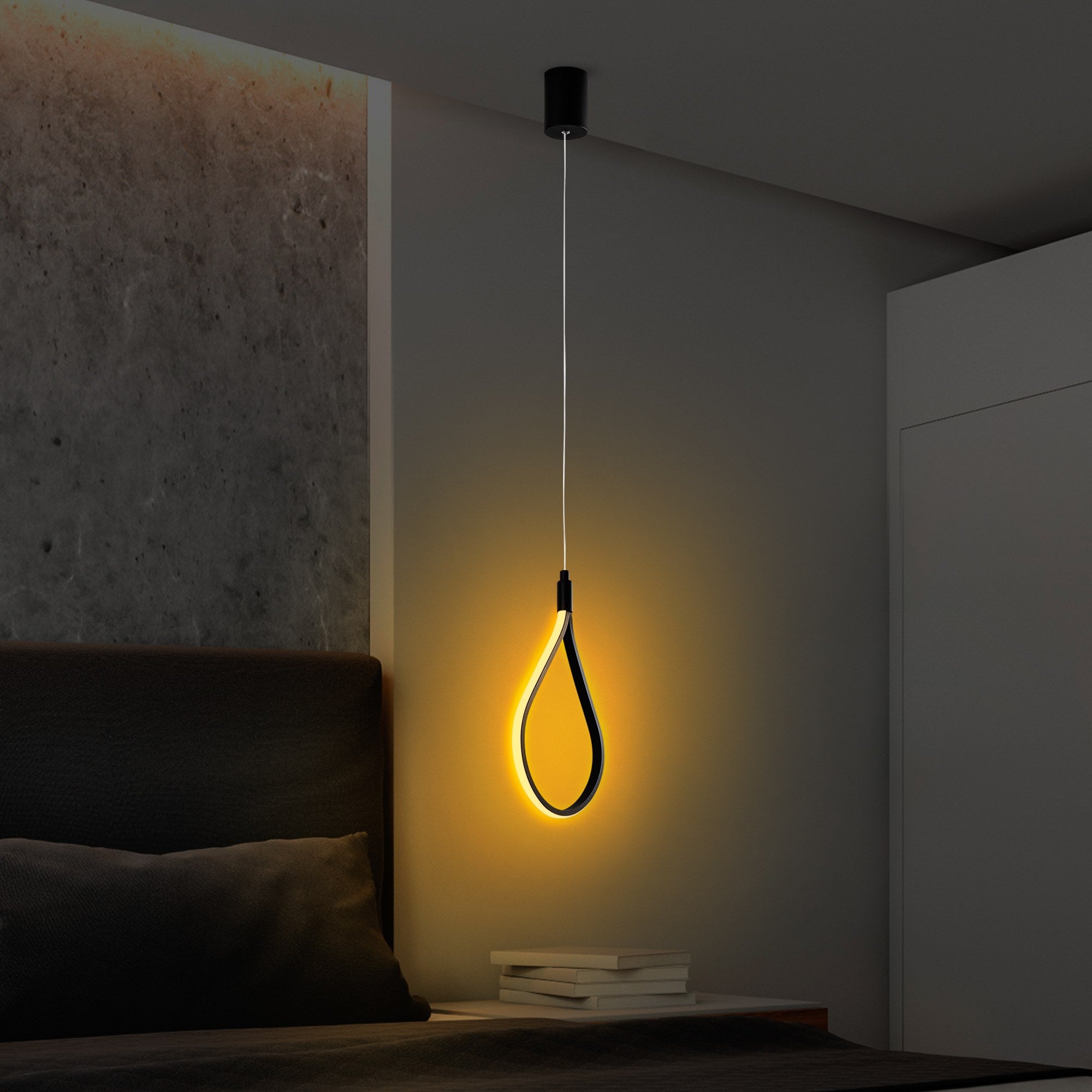 Candeeiro de Teto Preto Elegante, Corpo em Metal, 23 cm de Largura, Altura Ajustável 50-100 cm | LED SMD 11W 3000K | Iluminação Elegante para Espaços Modernos