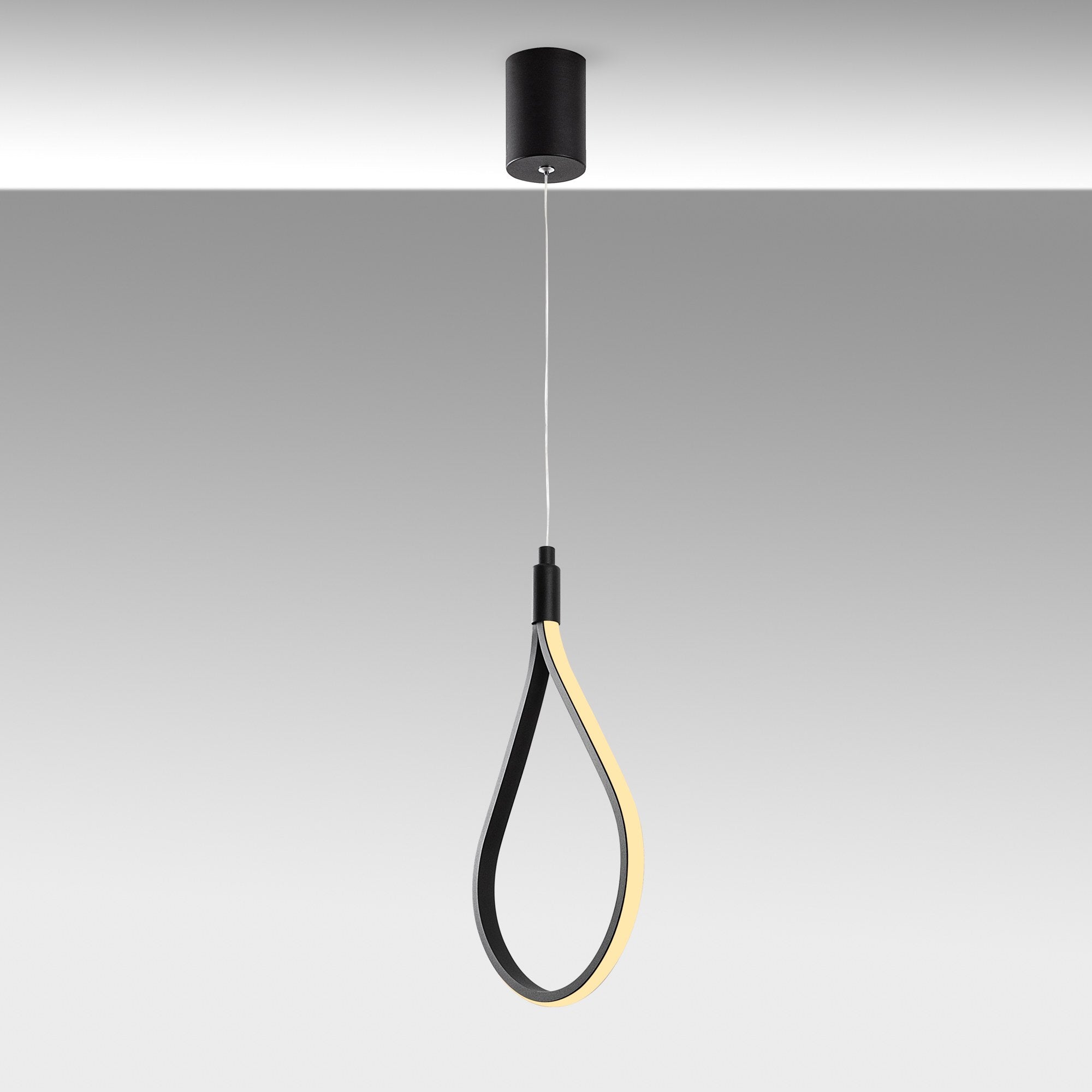Candeeiro de Teto Preto Elegante, Corpo em Metal, 23 cm de Largura, Altura Ajustável 50-100 cm | LED SMD 11W 3000K | Iluminação Elegante para Espaços Modernos