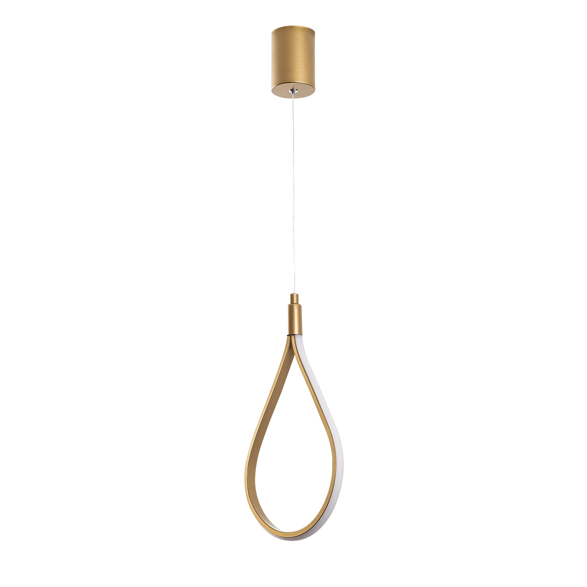 Candeeiro de Teto dourado elegante, corpo de metal, 23 cm de largura, altura ajustável de 50 a 100 cm, LED 11 W 3000 K, iluminação elegante para espaços modernos, classificação IP20.