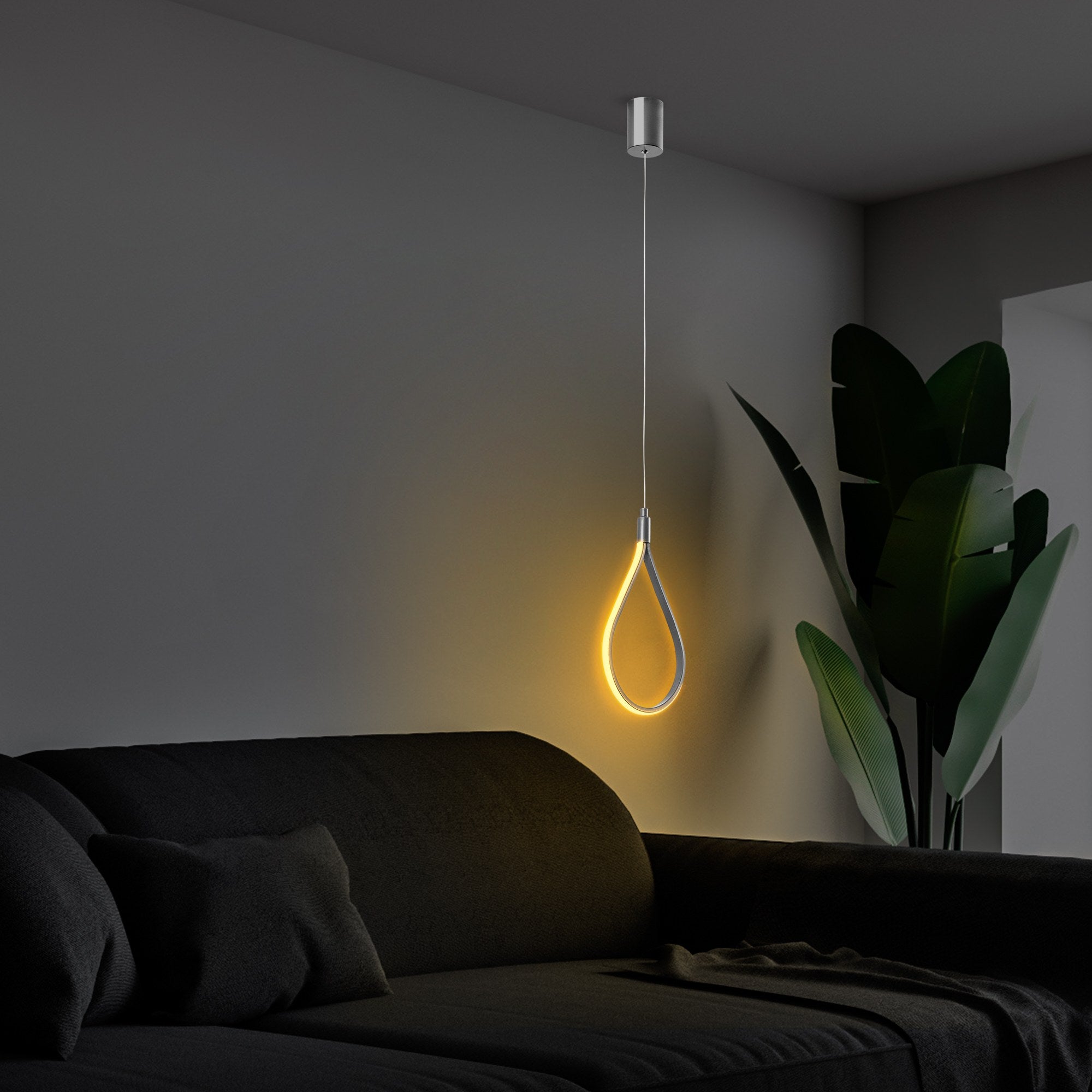 Candeeiro de Teto Cromado Elegante, Corpo em Metal, 23 cm de Largura, Altura Ajustável de 50 a 100 cm | LED SMD 11W 3000K | Iluminação Elegante para Espaços Modernos