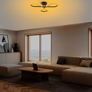 Candeeiro de Teto Preto Elegante, Corpo em Metal, 68 cm de Largura, 14 cm de Altura | LED SMD 3 x 11 W 3000 K | Iluminação Elegante para Decoração Moderna