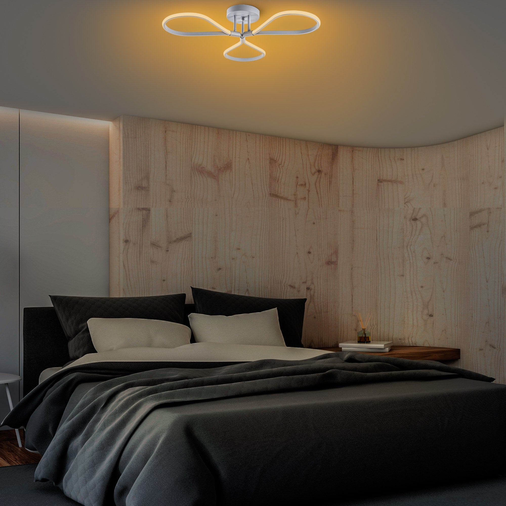 Candeeiro de Teto Cinza Elegante, Corpo de Metal, 68 cm de Largura, 14 cm de Altura | LED SMD 3 x 11W 3000K | Iluminação Elegante para Decoração Moderna