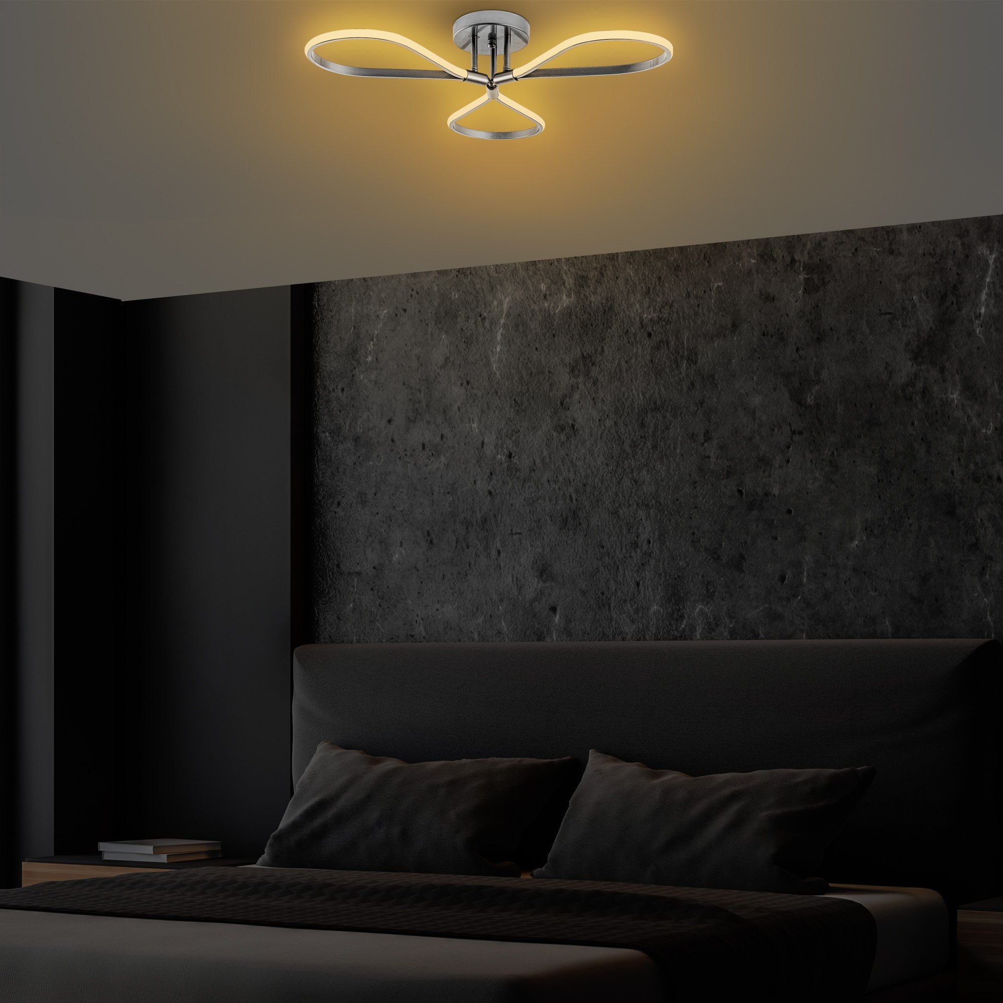 Candeeiro de Teto Cromado Elegante, Corpo em Metal, 68 x 14 x 68 cm | LED SMD 3 x 11 W 3000 K | Iluminação Elegante para Decoração e Ambiente Modernos