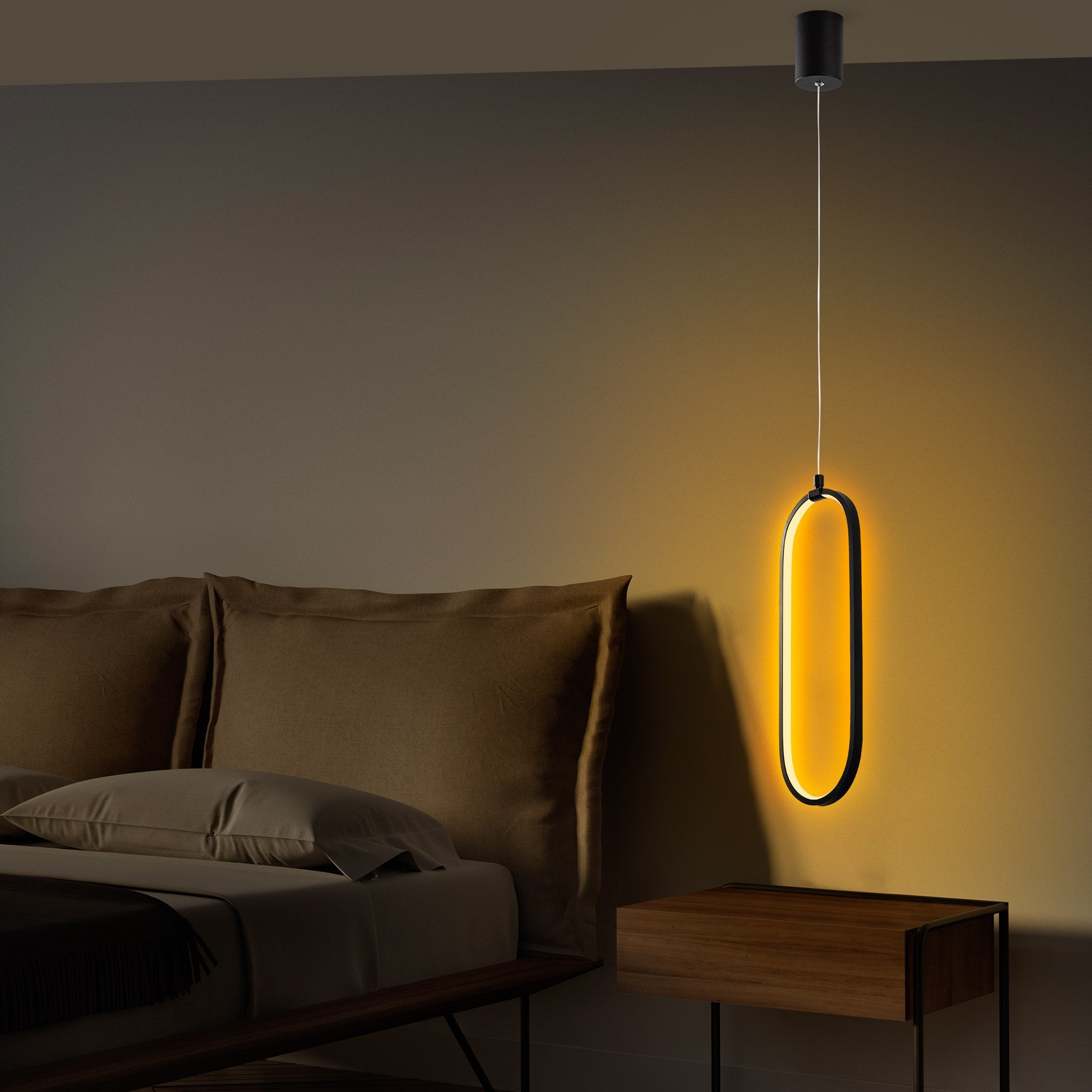 Candeeiro de Teto Preto Elegante, Corpo em Metal, Altura Ajustável 60-110 cm, Largura 17 cm, LED 16W 3000K | Iluminação Moderna para Decoração de Casa e Escritório