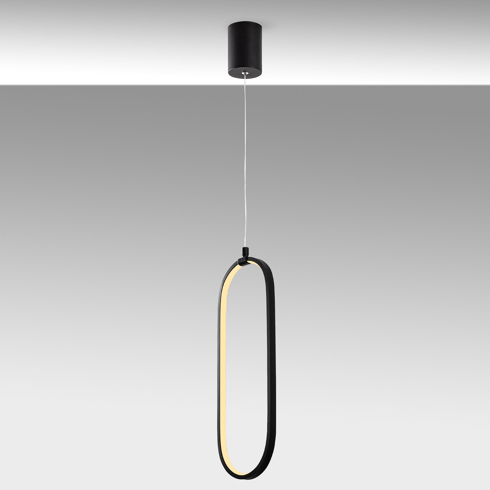 Candeeiro de Teto Preto Elegante, Corpo em Metal, Altura Ajustável 60-110 cm, Largura 17 cm, LED 16W 3000K | Iluminação Moderna para Decoração de Casa e Escritório