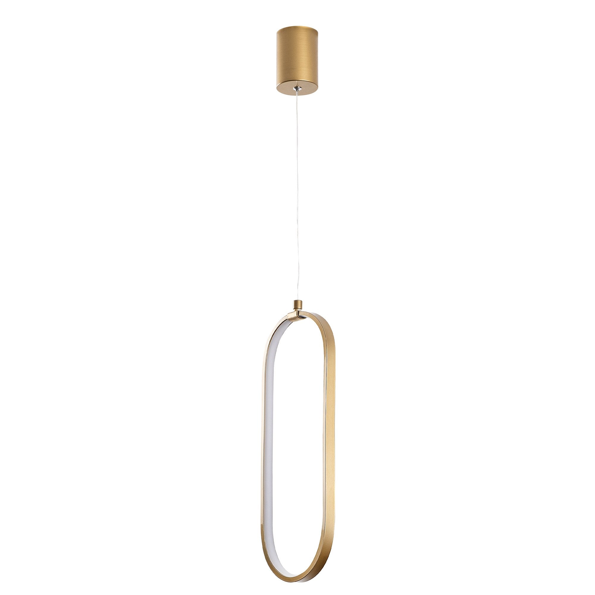 Candeeiro de Teto elegante de ouro, corpo de metal, altura ajustável de 60 a 110 cm, largura de 17 cm, LED de 16 W e 3000 K, perfeito para salas de estar e jantar modernas