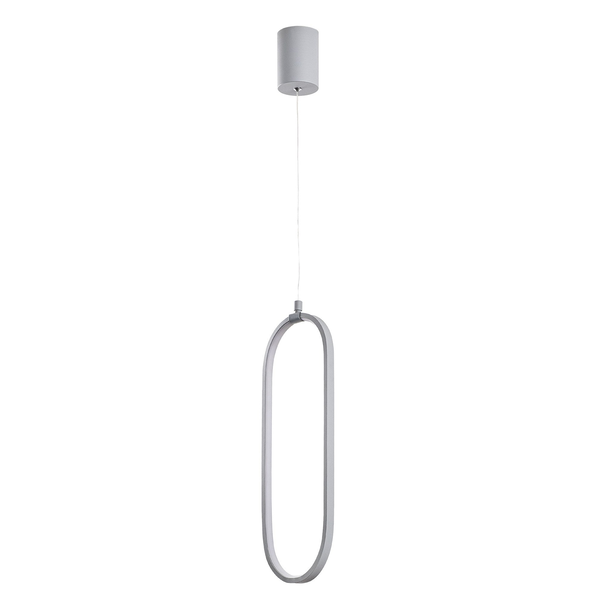 Candeeiro de Teto cinza elegante, corpo de metal, altura ajustável de 60 a 110 cm, largura de 17 cm, LED 16 W 3000 K, iluminação elegante para decoração moderna de casa