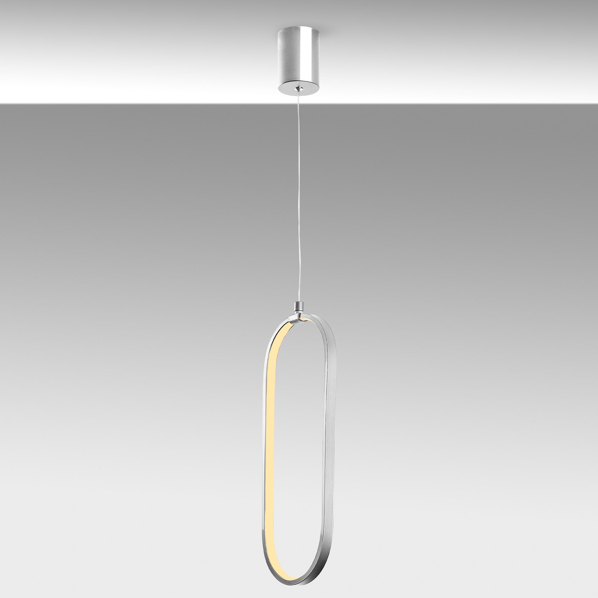 Candeeiro de Teto elegante cromado, corpo de metal, altura ajustável de 60 a 110 cm, largura de 17 cm, LED 16 W 3000 K, iluminação elegante para decoração moderna de casa