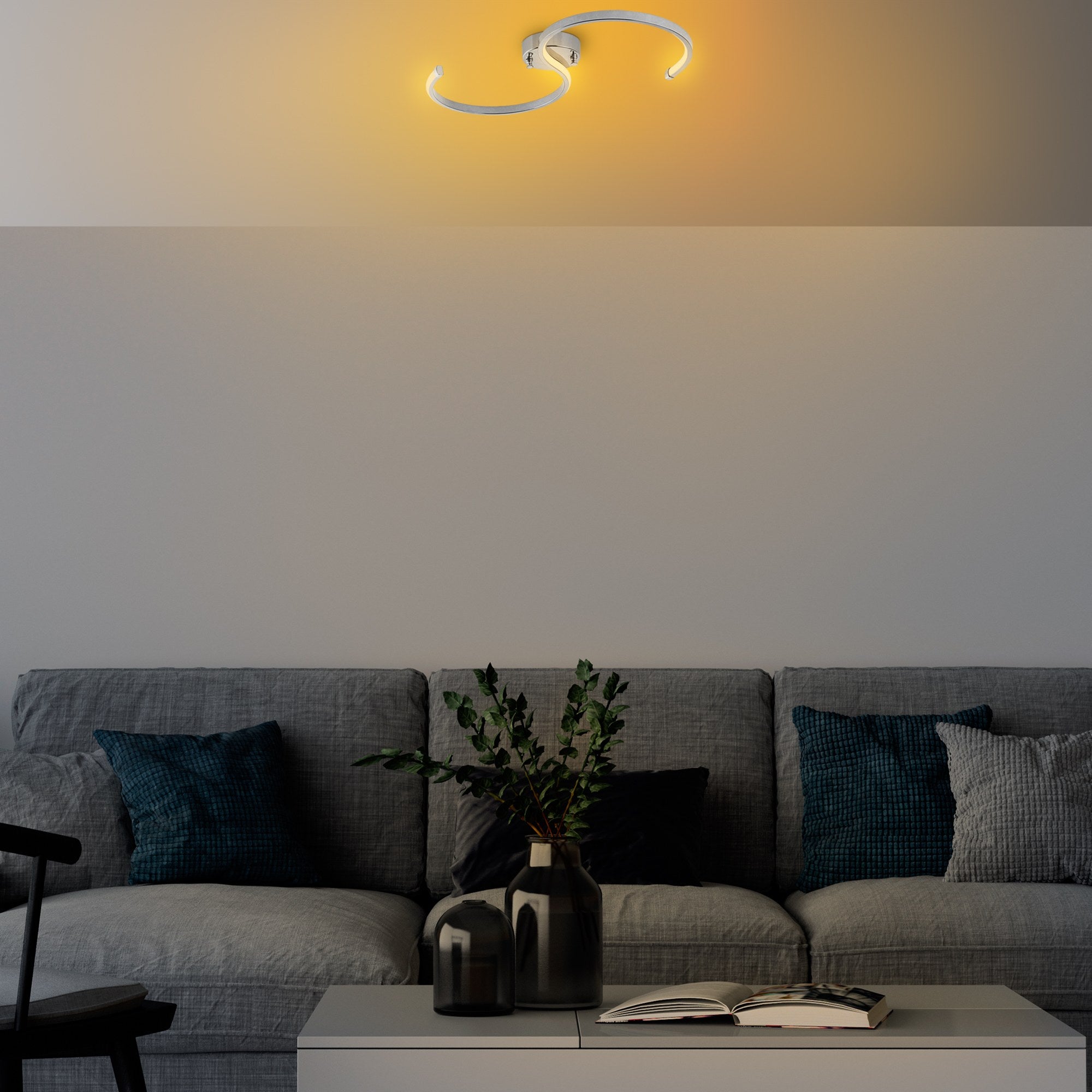 Candeeiro de Teto Cromado Elegante, Corpo em Metal, 25 cm de Largura x 51 cm de Altura | LED SMD 16W 3000K | Iluminação Elegante para Decoração Moderna
