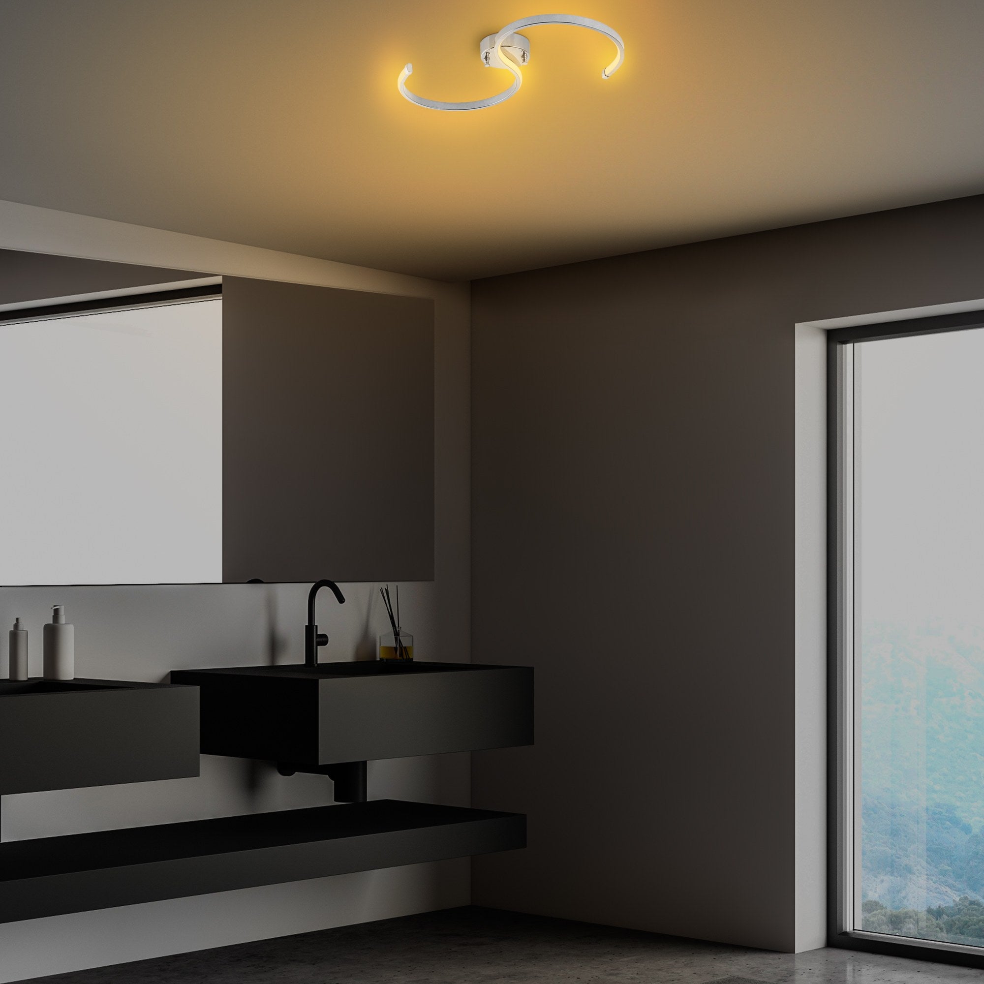 Candeeiro de Teto Cromado Elegante, Corpo em Metal, 25 cm de Largura x 51 cm de Altura | LED SMD 16W 3000K | Iluminação Elegante para Decoração Moderna