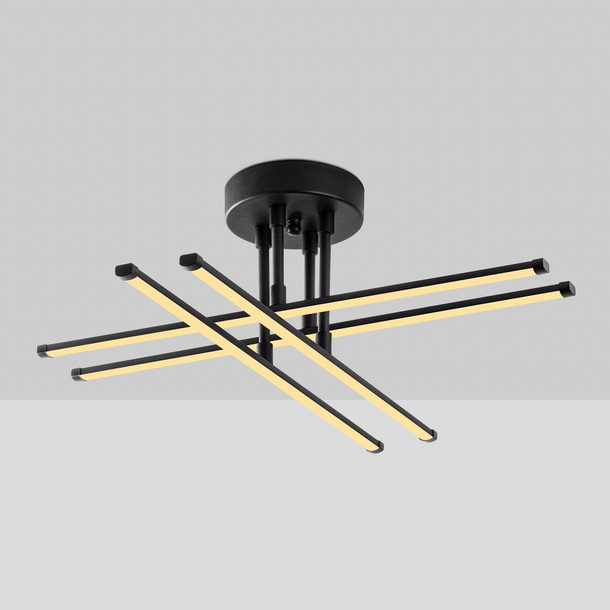 Candeeiro de Teto Preto Elegante, Corpo em Metal, 61 x 22 x 61 cm | LED SMD 28 W 3000 K | Iluminação Elegante para Decoração Moderna de Casa e Escritório, Classificação IP20