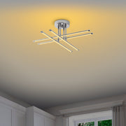 Candeeiro de Teto Cromado Elegante, Corpo em Metal, 61 x 22 x 61 cm | LED SMD 28W 3000K | Iluminação Elegante para Decoração e Ambiente Modernos