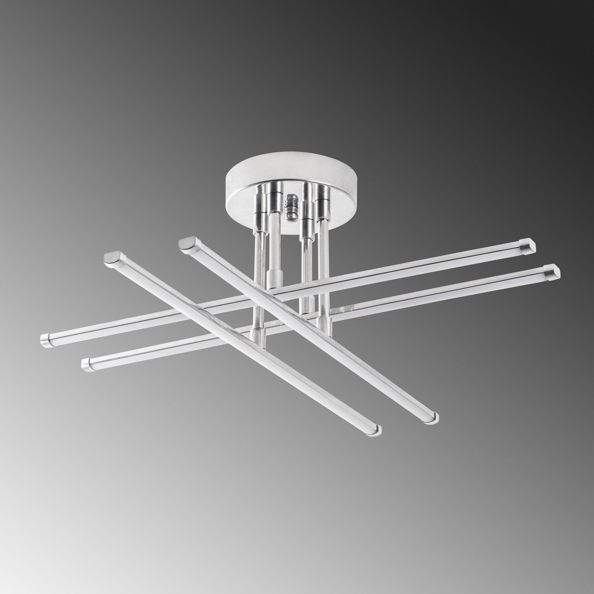 Candeeiro de Teto Cromado Elegante, Corpo em Metal, 61 x 22 x 61 cm | LED SMD 28W 3000K | Iluminação Elegante para Decoração e Ambiente Modernos