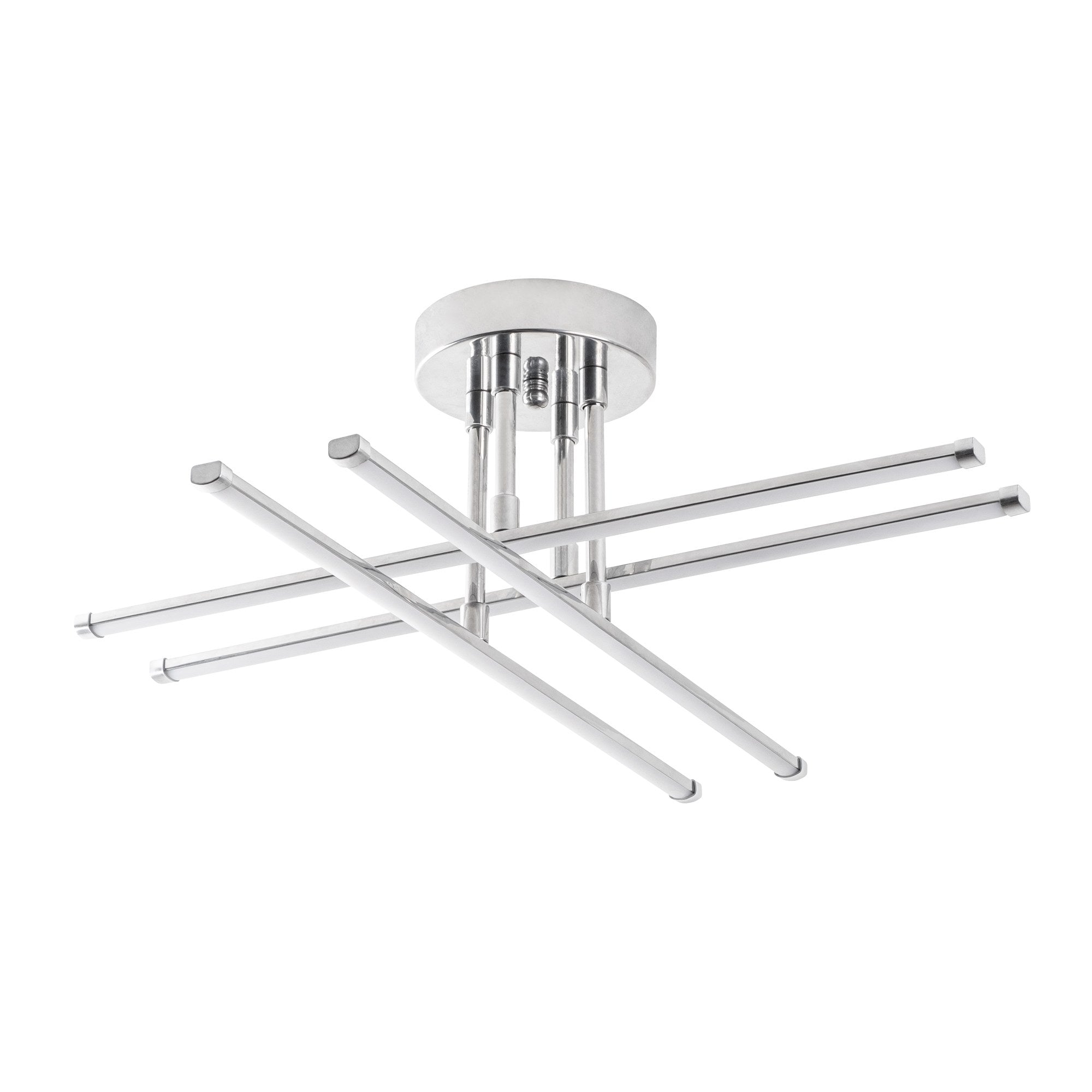 Candeeiro de Teto Cromado Elegante, Corpo em Metal, 61 x 22 x 61 cm | LED SMD 28W 3000K | Iluminação Elegante para Decoração e Ambiente Modernos