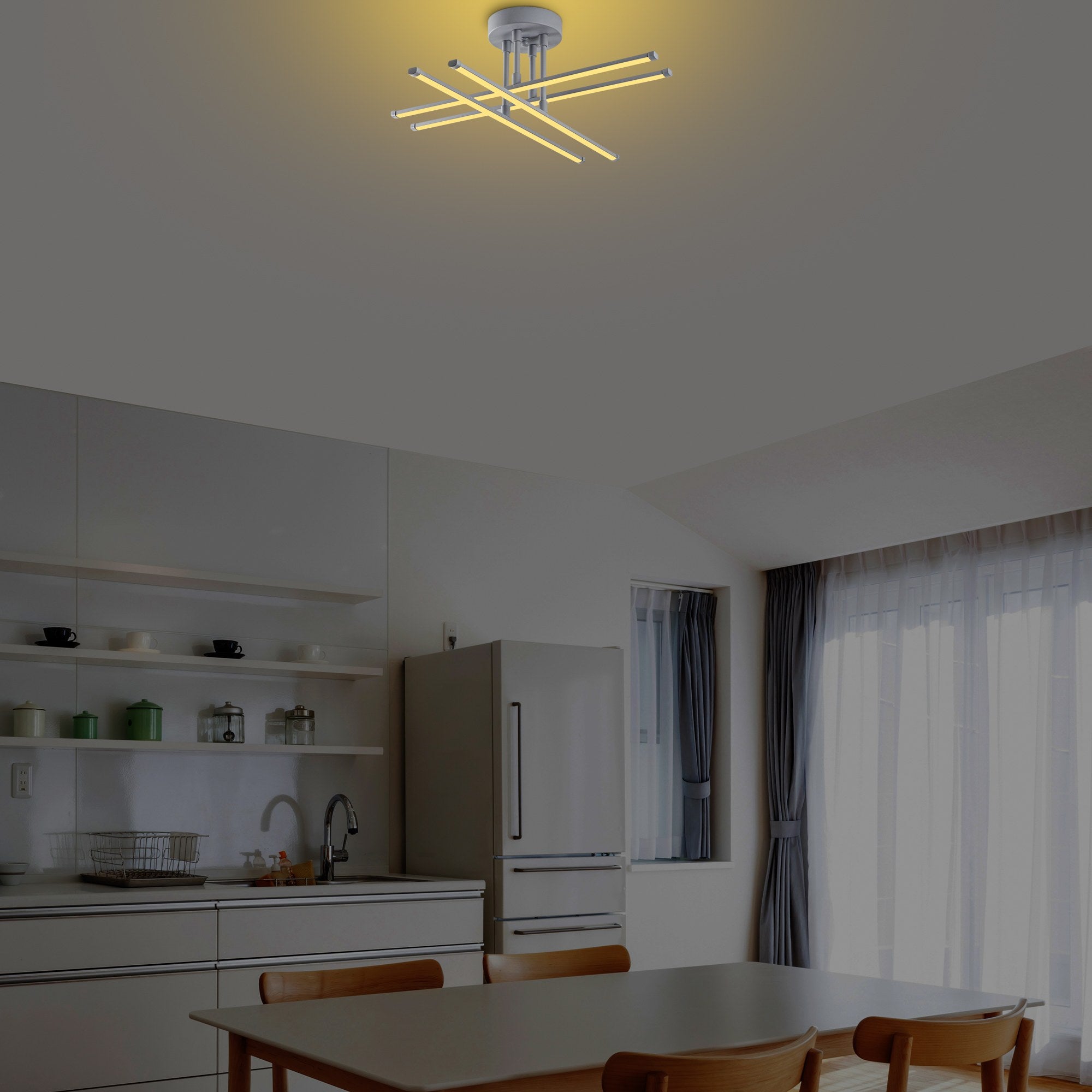 Candeeiro de Teto Nardo Cinza, Corpo em Metal, 61 x 22 x 61 cm | LED SMD 28W 3000K | Iluminação Elegante para Decoração Moderna, Design Elegante e Funcional