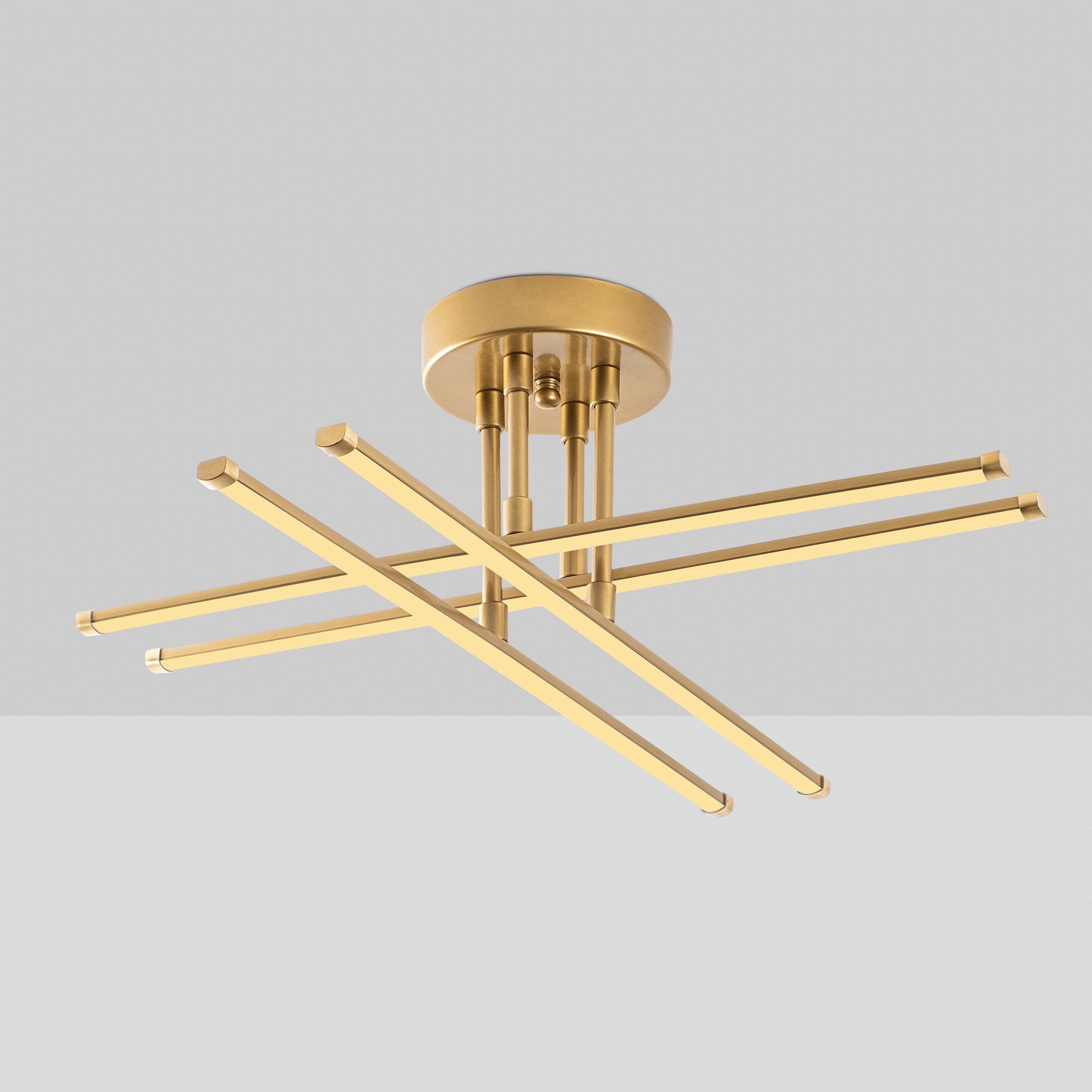 Candeeiro de Teto Dourado Elegante, Corpo em Metal, 61 x 22 x 61 cm | LED SMD 28W 3000K | Iluminação Elegante para Decoração Moderna, Classificação IP20, Design Durável