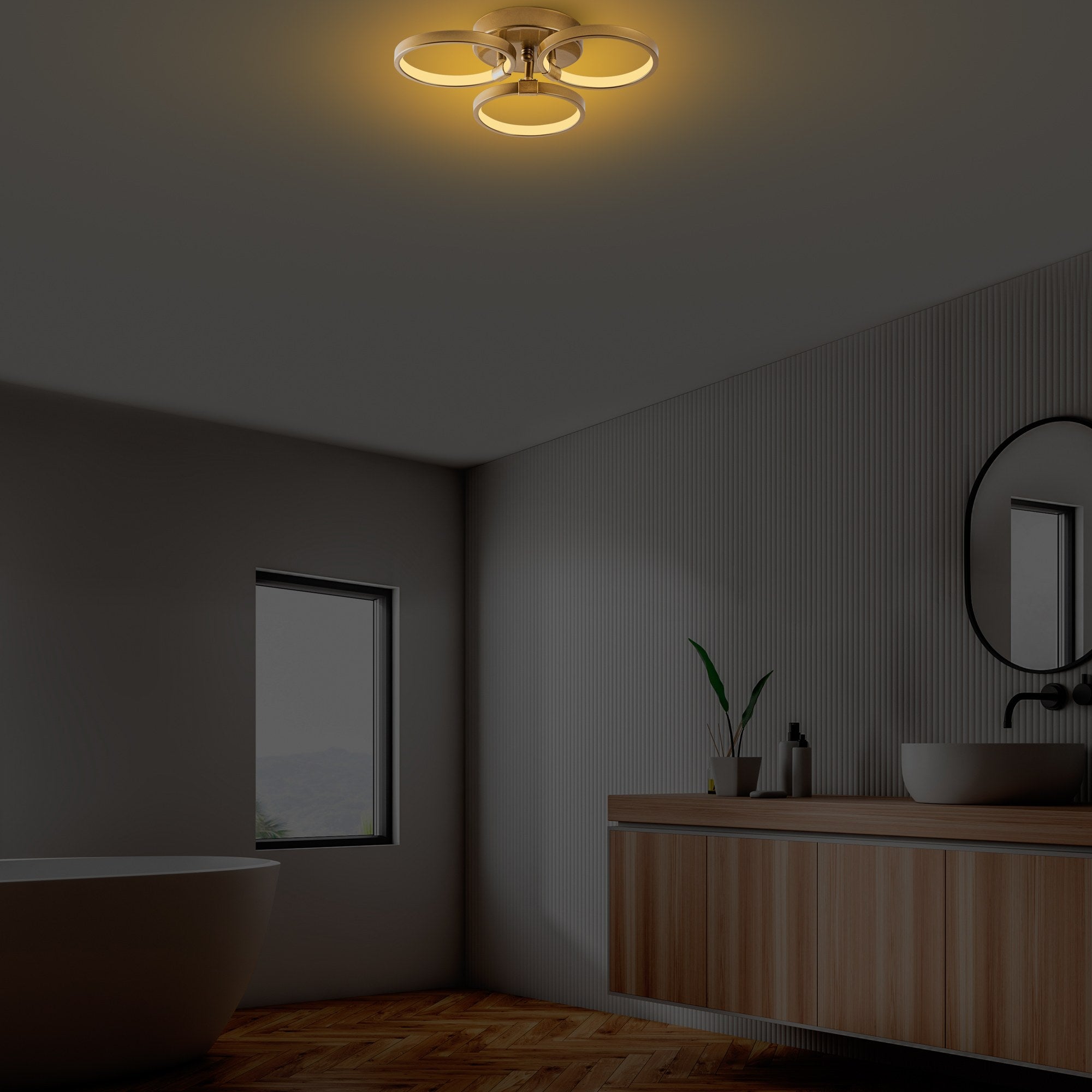 Candeeiro de Teto Dourado Elegante, Corpo em Metal, 37 x 9 x 32 cm | LED SMD 18W 3000K | Iluminação Elegante para Decoração e Ambiente Moderno | Classificação IP20