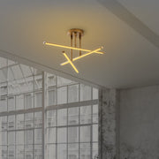 Candeeiro de Teto Dourado Elegante, Corpo em Metal, 51 x 26 x 51 cm | LED SMD 18 W 3000 K | Iluminação Elegante para Decoração Moderna de Casa e Salas de Jantar