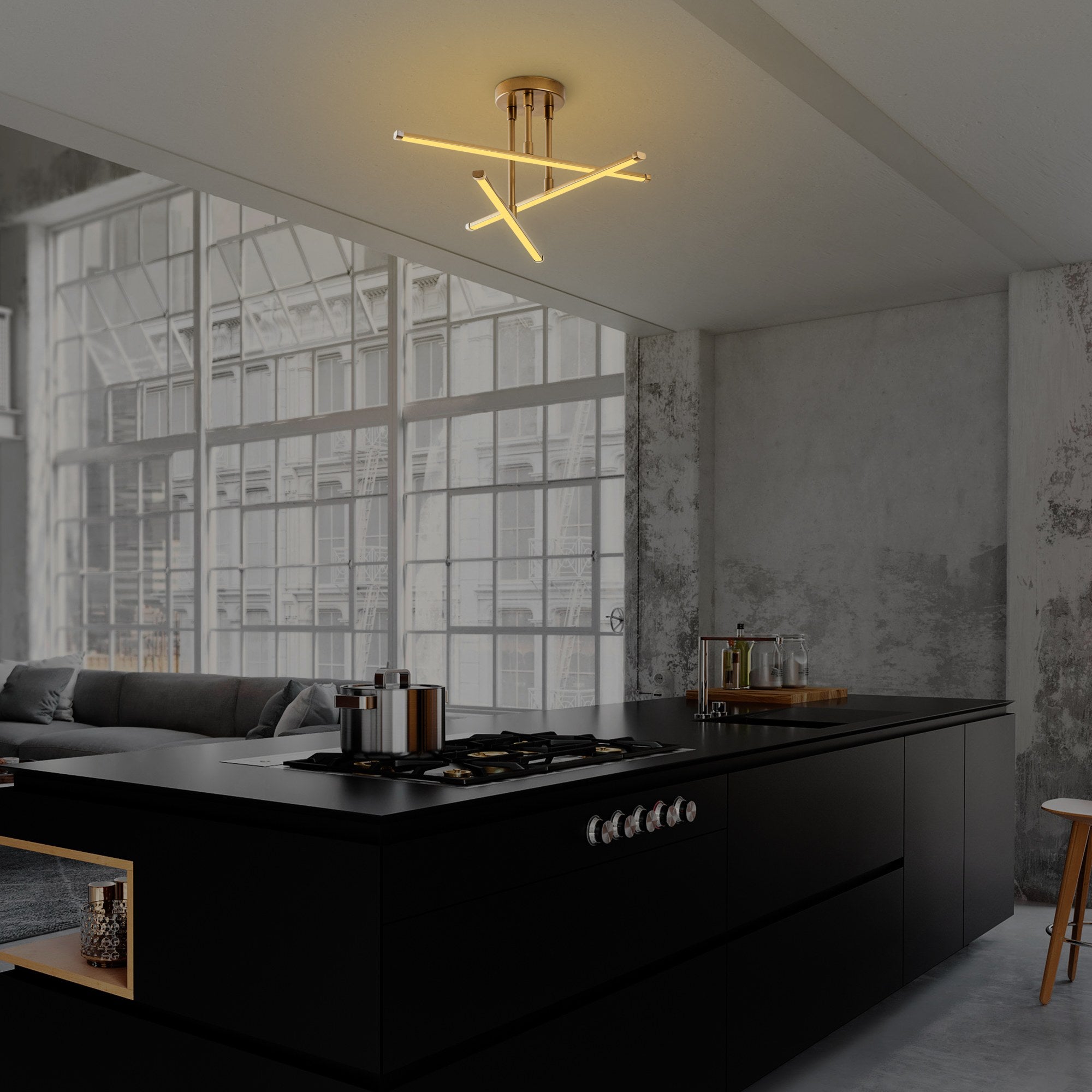 Candeeiro de Teto Dourado Elegante, Corpo em Metal, 51 x 26 x 51 cm | LED SMD 18 W 3000 K | Iluminação Elegante para Decoração Moderna de Casa e Salas de Jantar