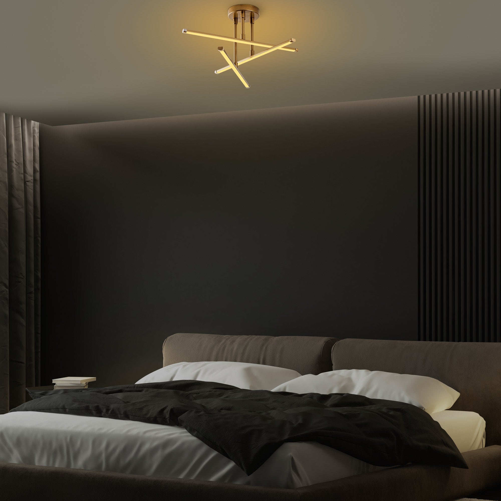 Candeeiro de Teto Dourado Elegante, Corpo em Metal, 51 x 26 x 51 cm | LED SMD 18 W 3000 K | Iluminação Elegante para Decoração Moderna de Casa e Salas de Jantar