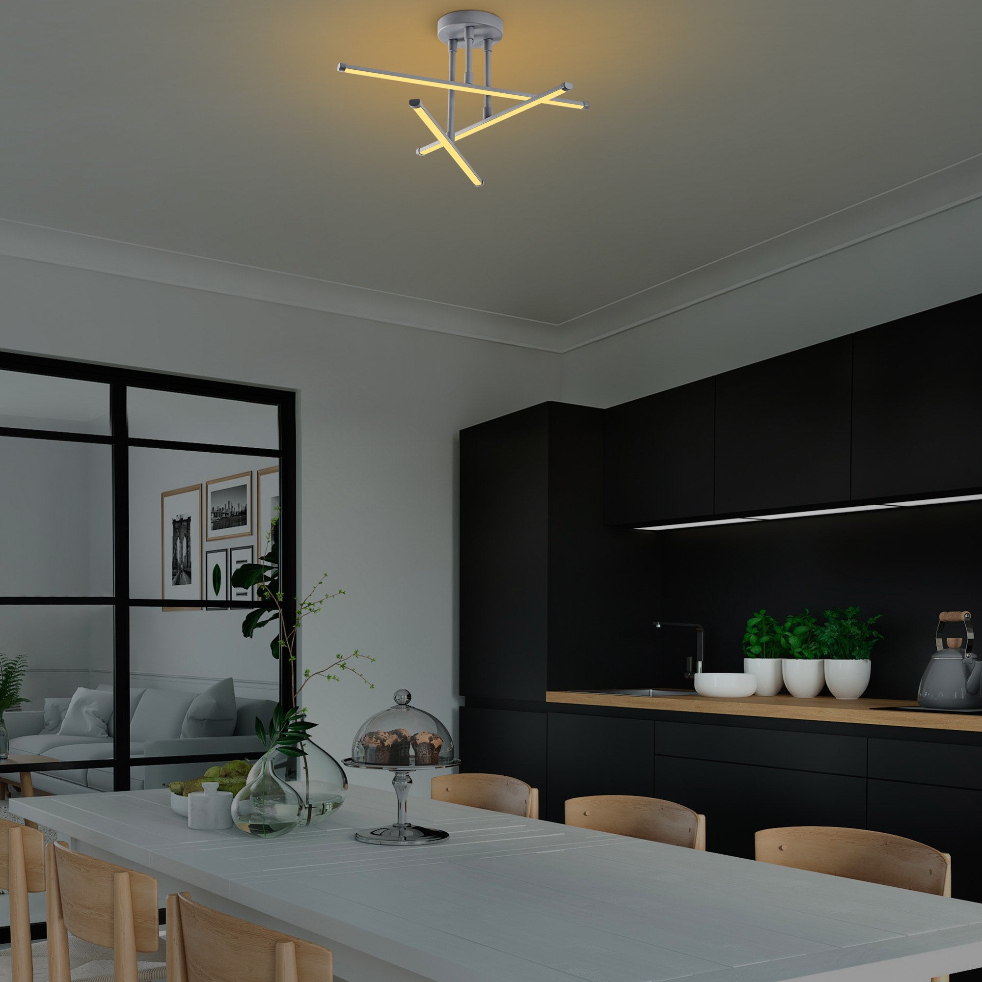 Candeeiro de Teto Nardo Grey, Corpo em Metal, 51 x 26 x 51 cm | LED 18W 3000K, IP20 | Iluminação Elegante para Casas Modernas, Design Elegante e Durável