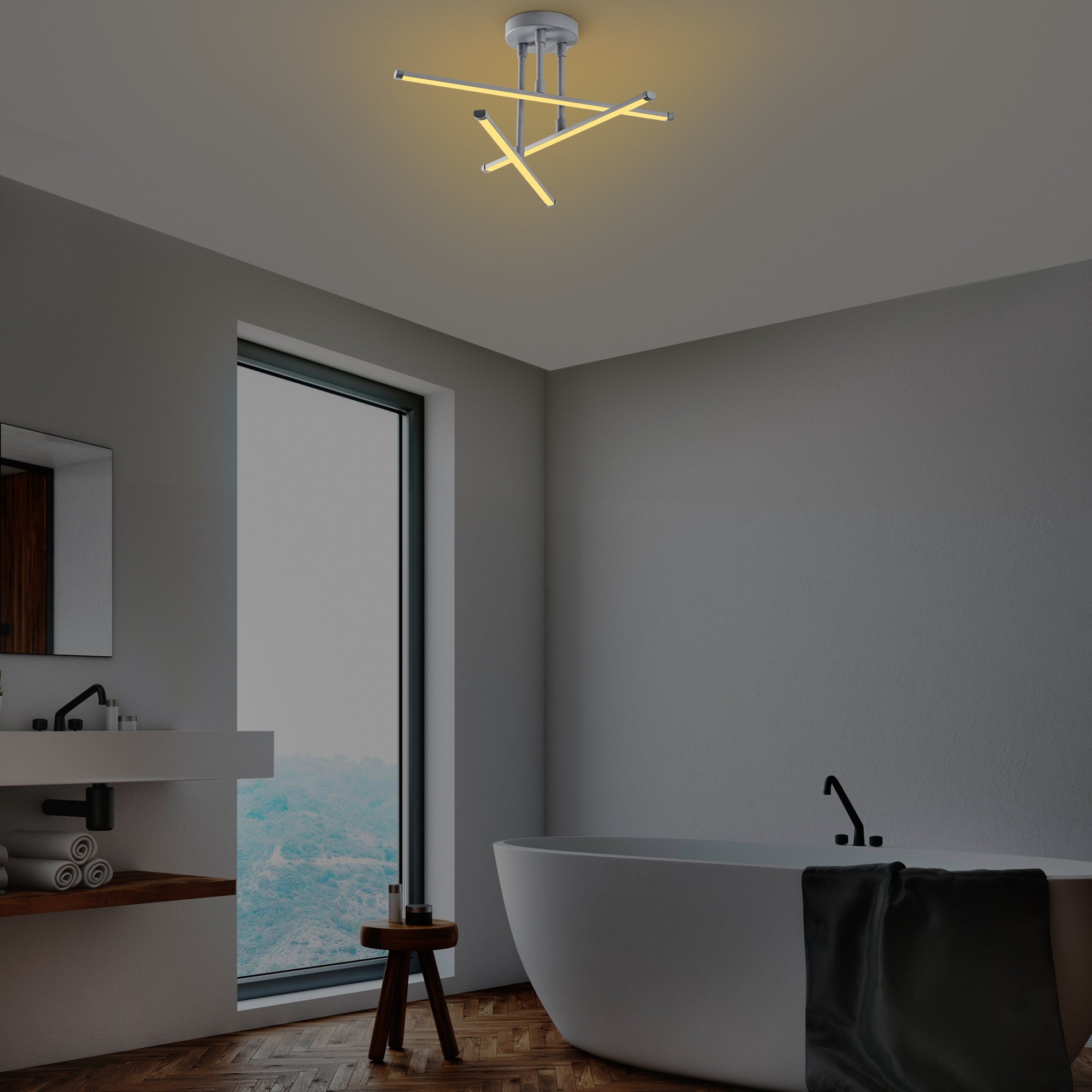 Candeeiro de Teto Nardo Grey, Corpo em Metal, 51 x 26 x 51 cm | LED 18W 3000K, IP20 | Iluminação Elegante para Casas Modernas, Design Elegante e Durável