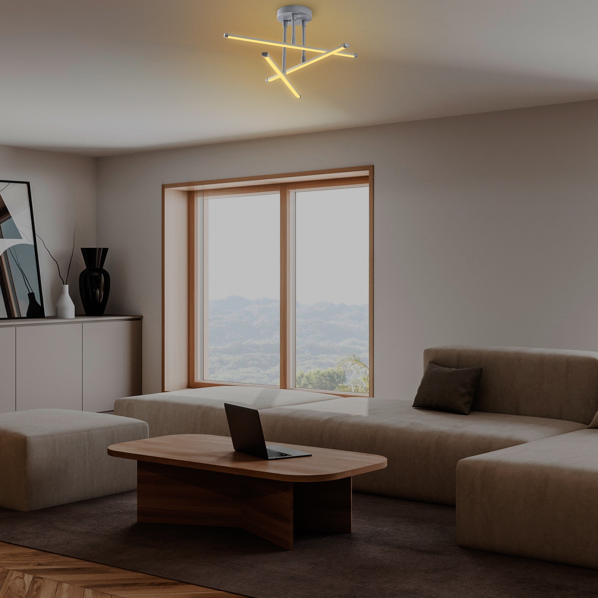 Candeeiro de Teto Nardo Grey, Corpo em Metal, 51 x 26 x 51 cm | LED 18W 3000K, IP20 | Iluminação Elegante para Casas Modernas, Design Elegante e Durável