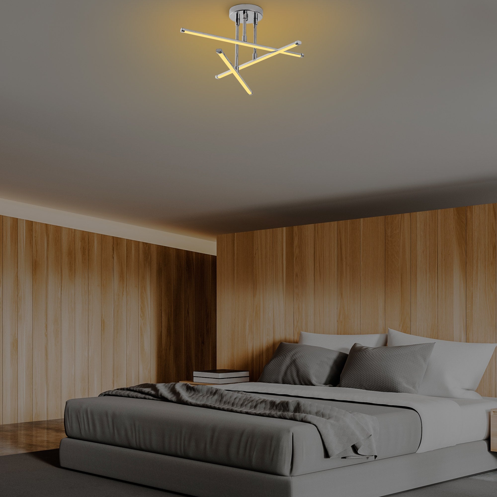 Candeeiro de Teto – 51 x 26 x 51 cm – Cromado – Metal