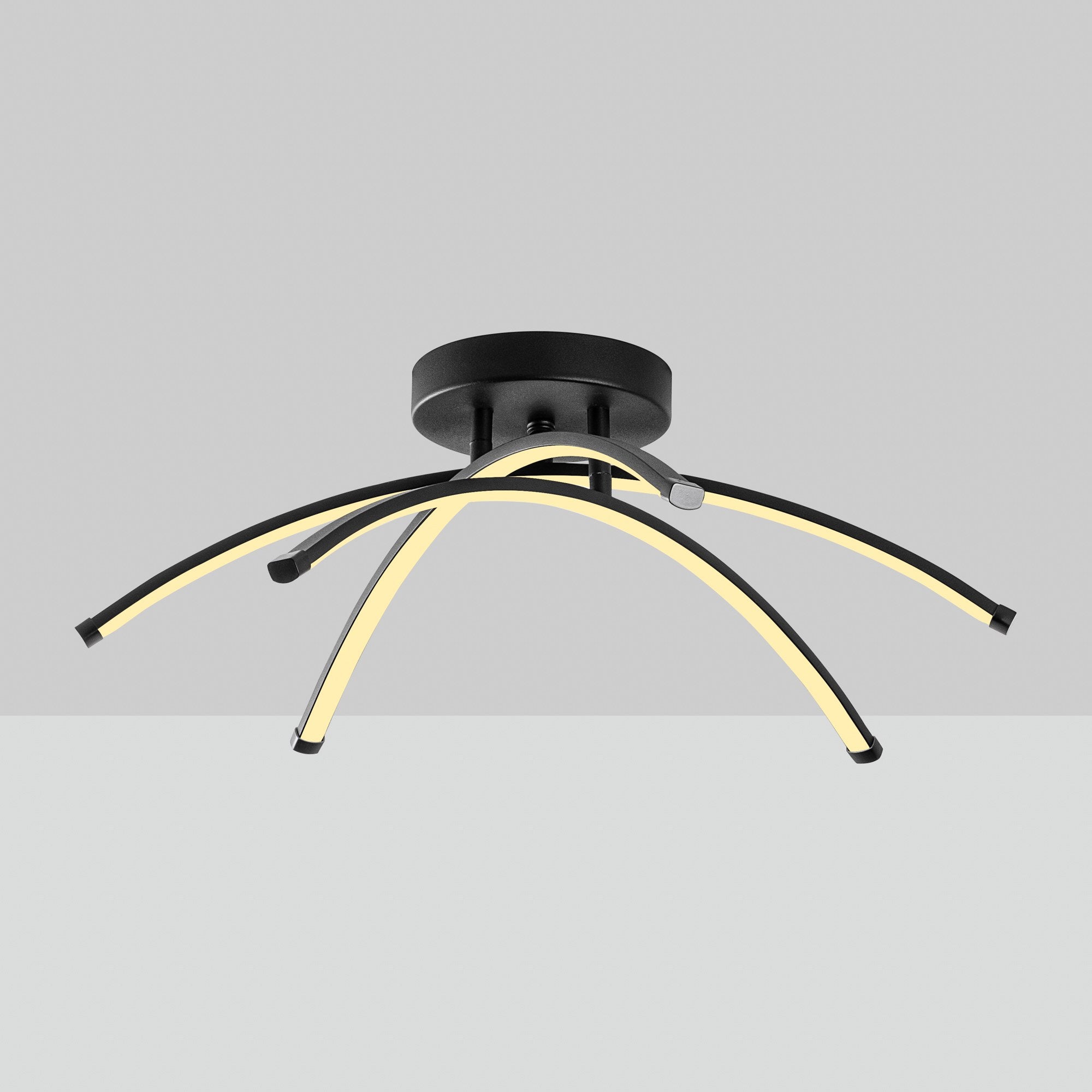 Candeeiro de Teto Preto Elegante, Corpo em Metal, 57 cm de Largura, 20 cm de Altura | LED SMD 28W 3000K | Iluminação Elegante para Decoração e Ambiente Modernos