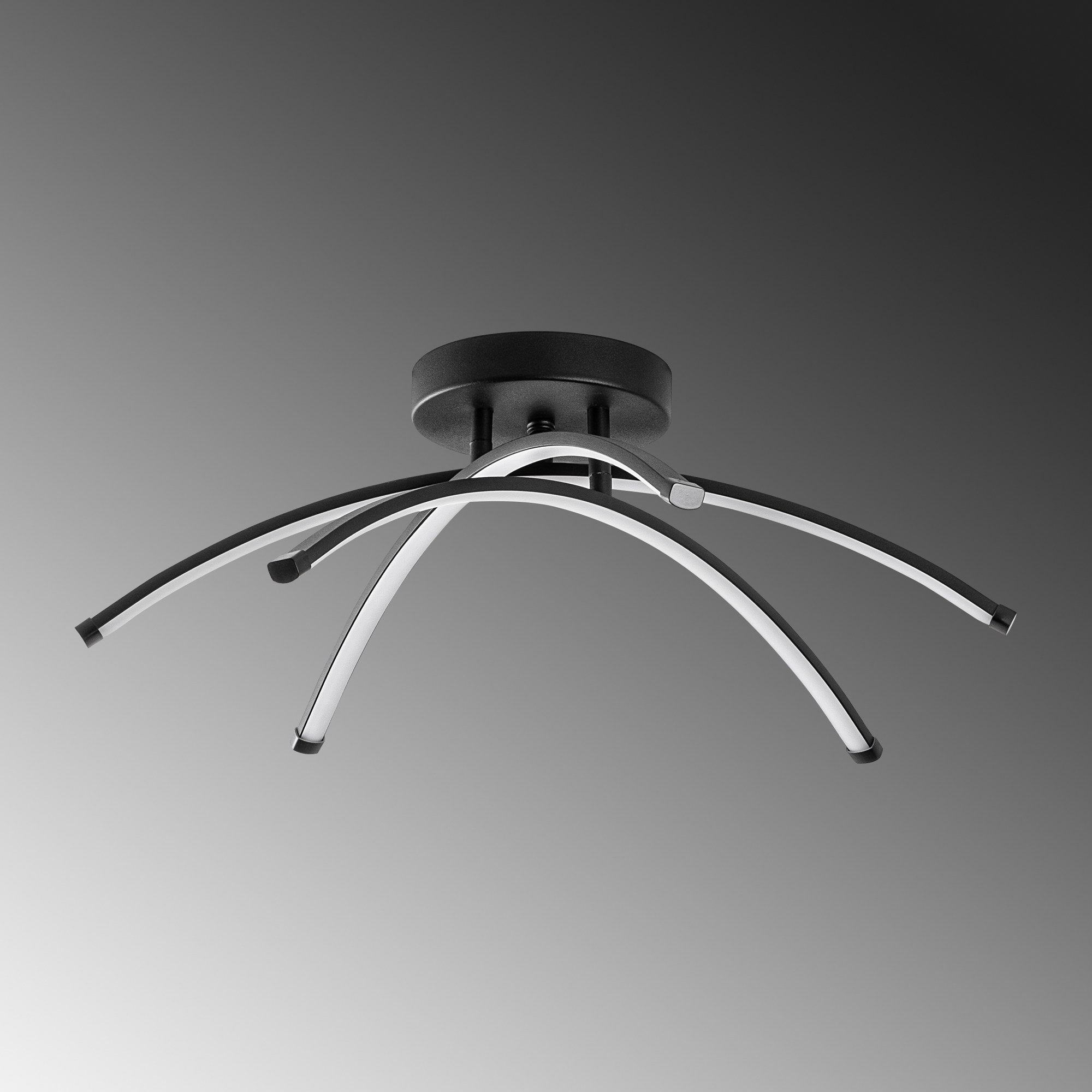 Candeeiro de Teto Preto Elegante, Corpo em Metal, 57 cm de Largura, 20 cm de Altura | LED SMD 28W 3000K | Iluminação Elegante para Decoração e Ambiente Modernos